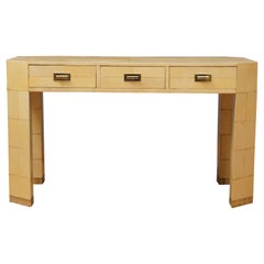 MidCentury Square GoatSkin and Brass Italian Desk, 1940