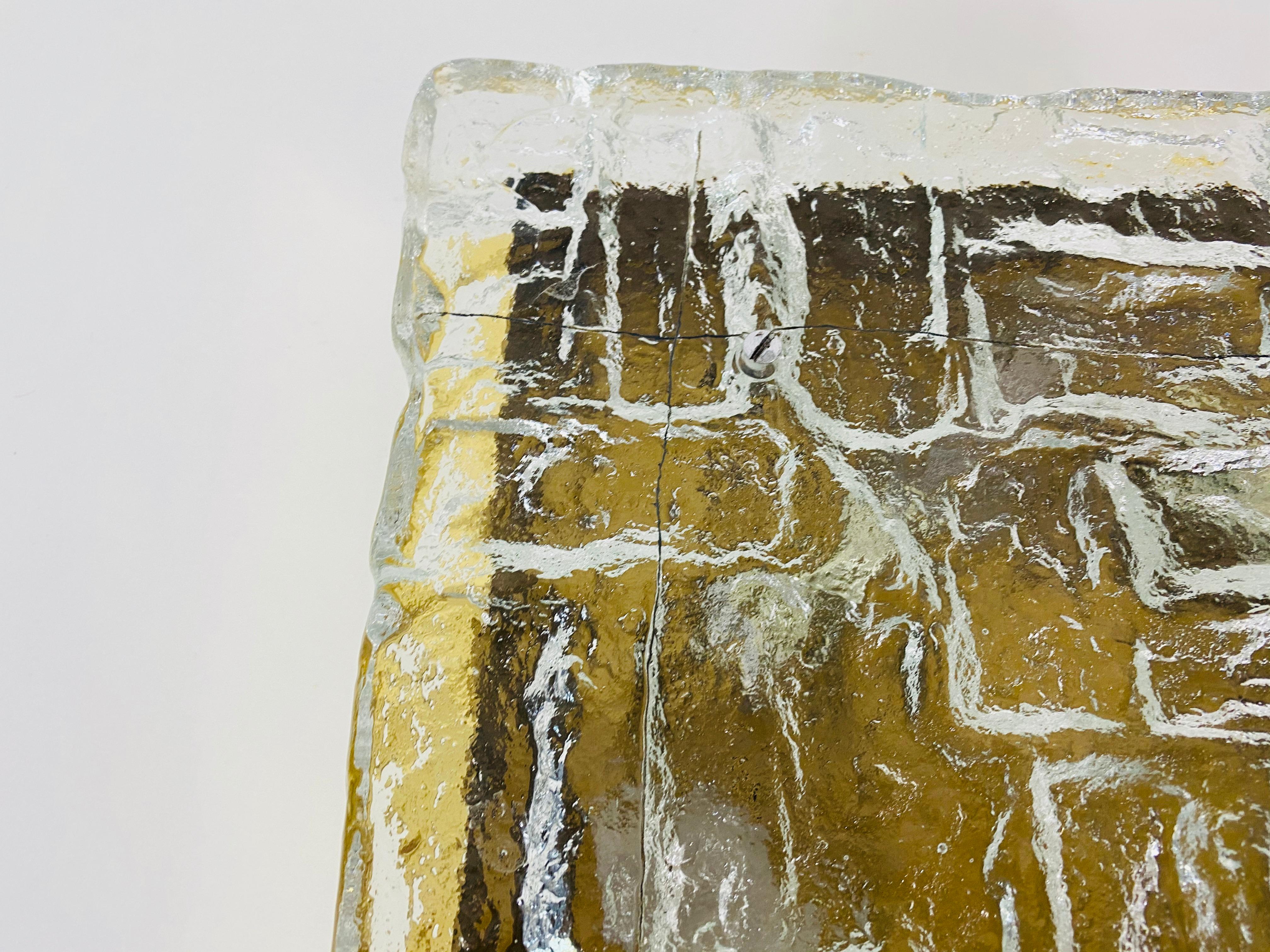 Midcentury Square Ice Glass Flushmount by J.T. Kalmar, 1960s 3