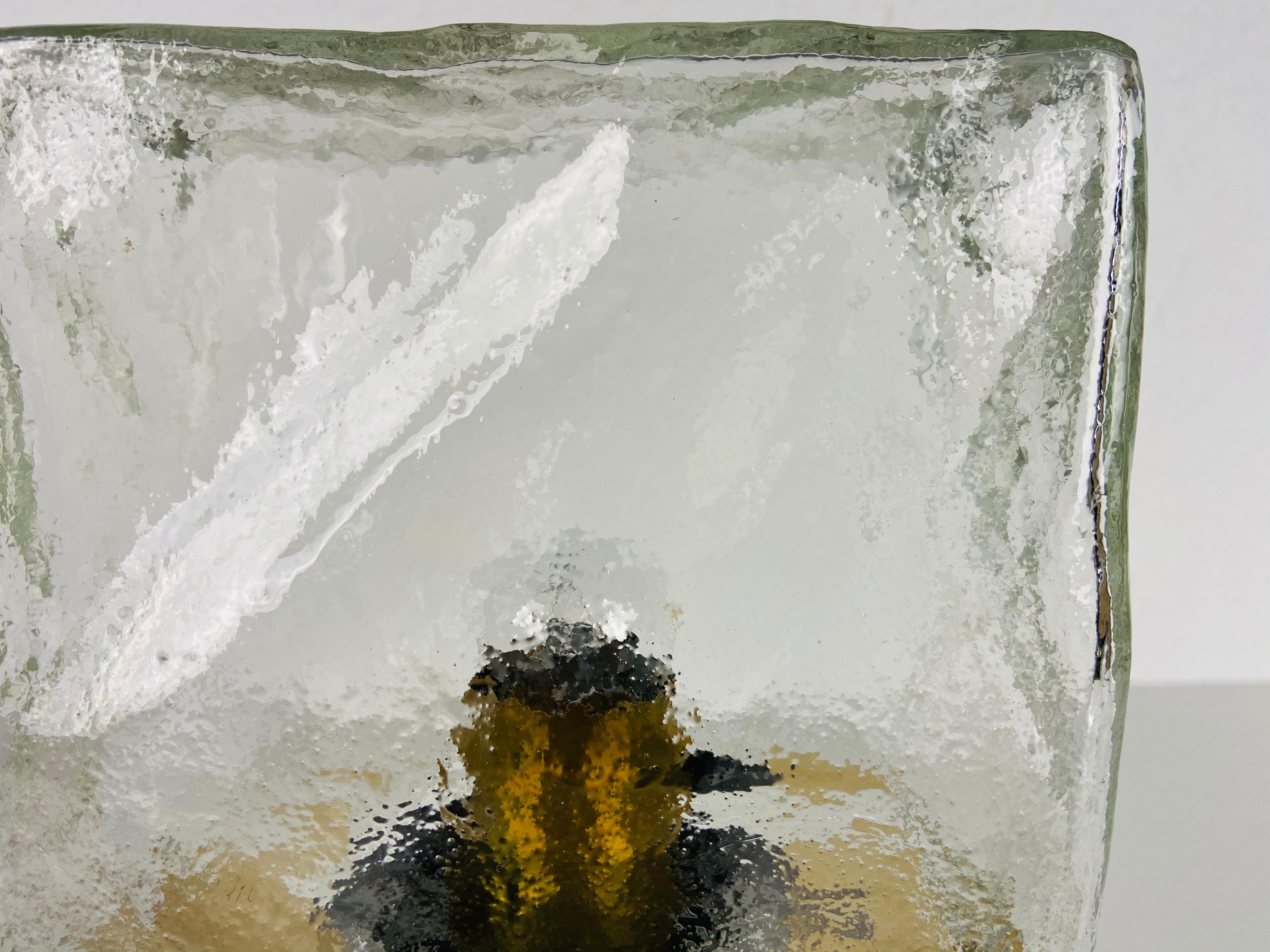 Midcentury Square Ice Glass Flushmount by J.T. Kalmar, 1960s 1