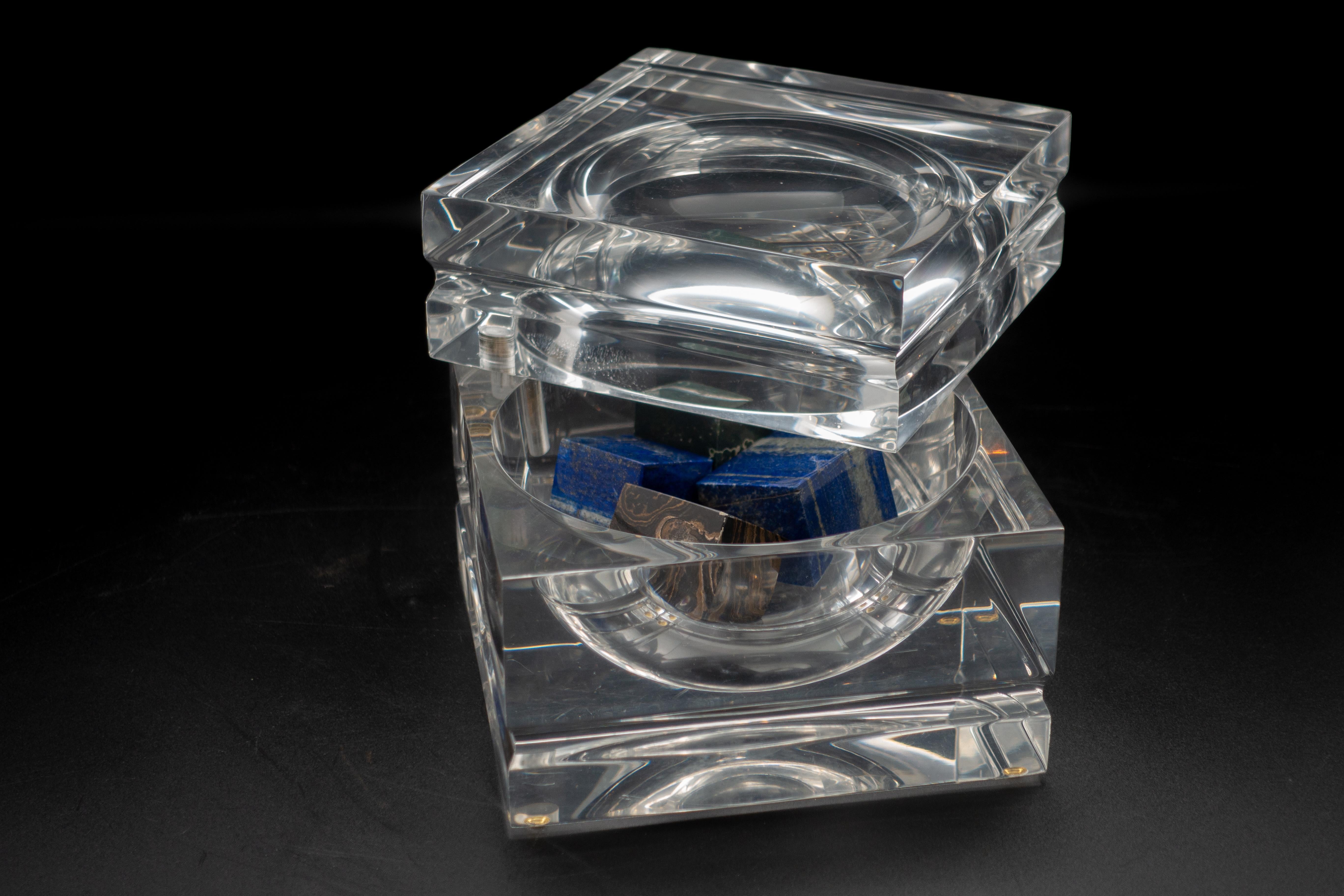 Mid-Century Modern Midcentury Square Lucite Ice Bucket with Swivel Top