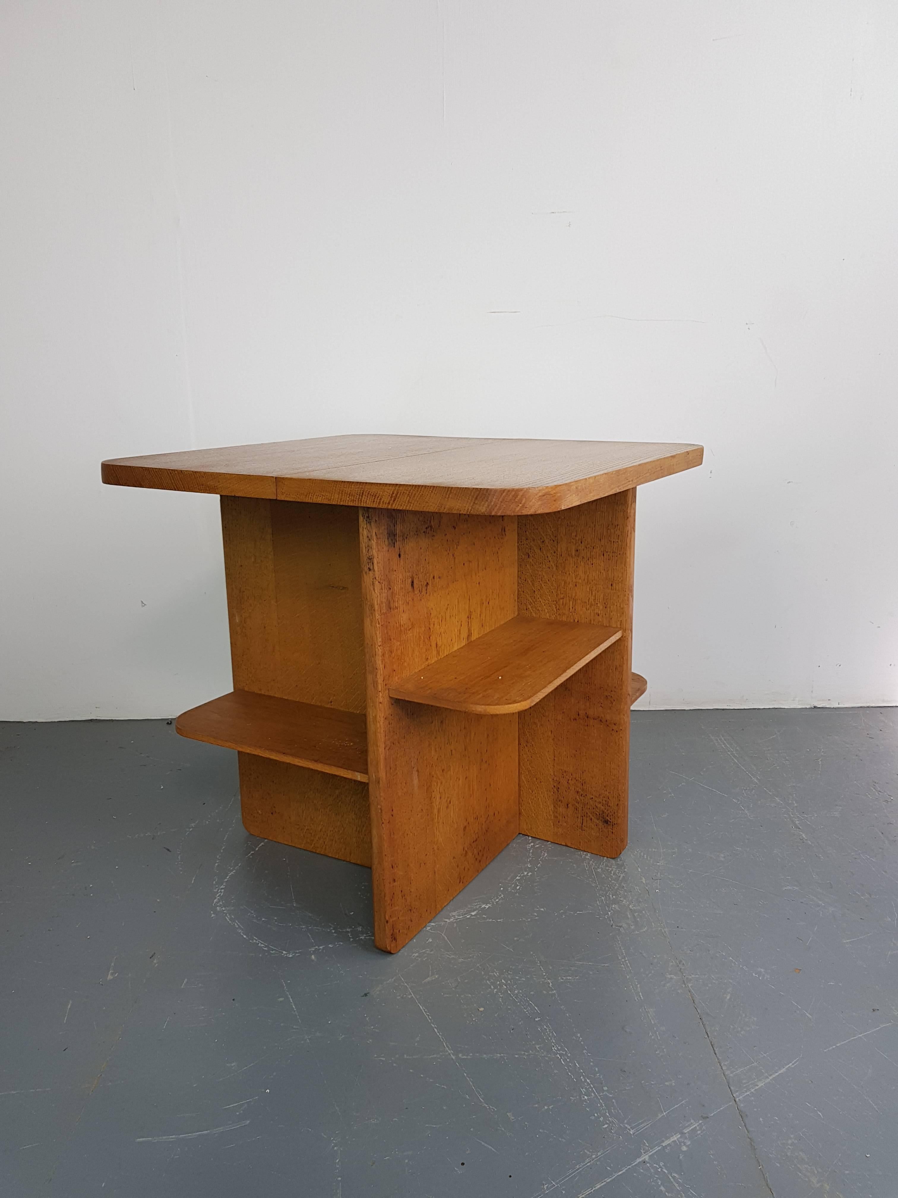 Unknown Midcentury Square Oak Coffee Table For Sale