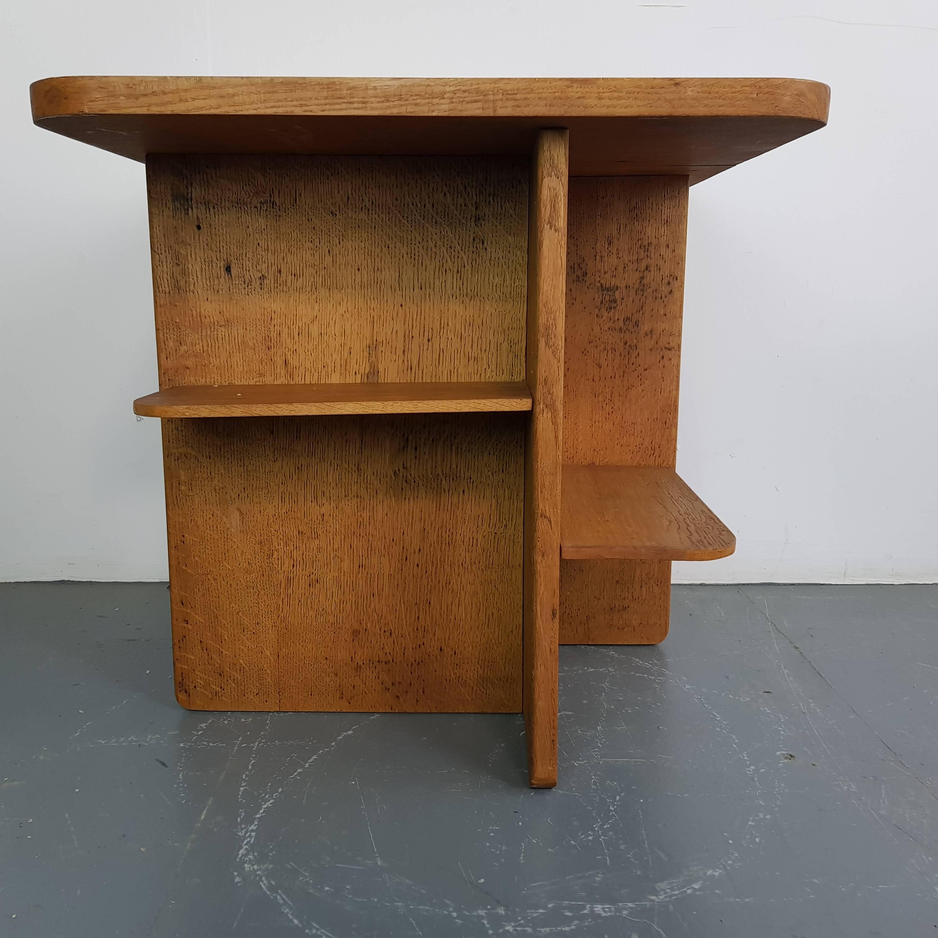 20th Century Midcentury Square Oak Coffee Table For Sale
