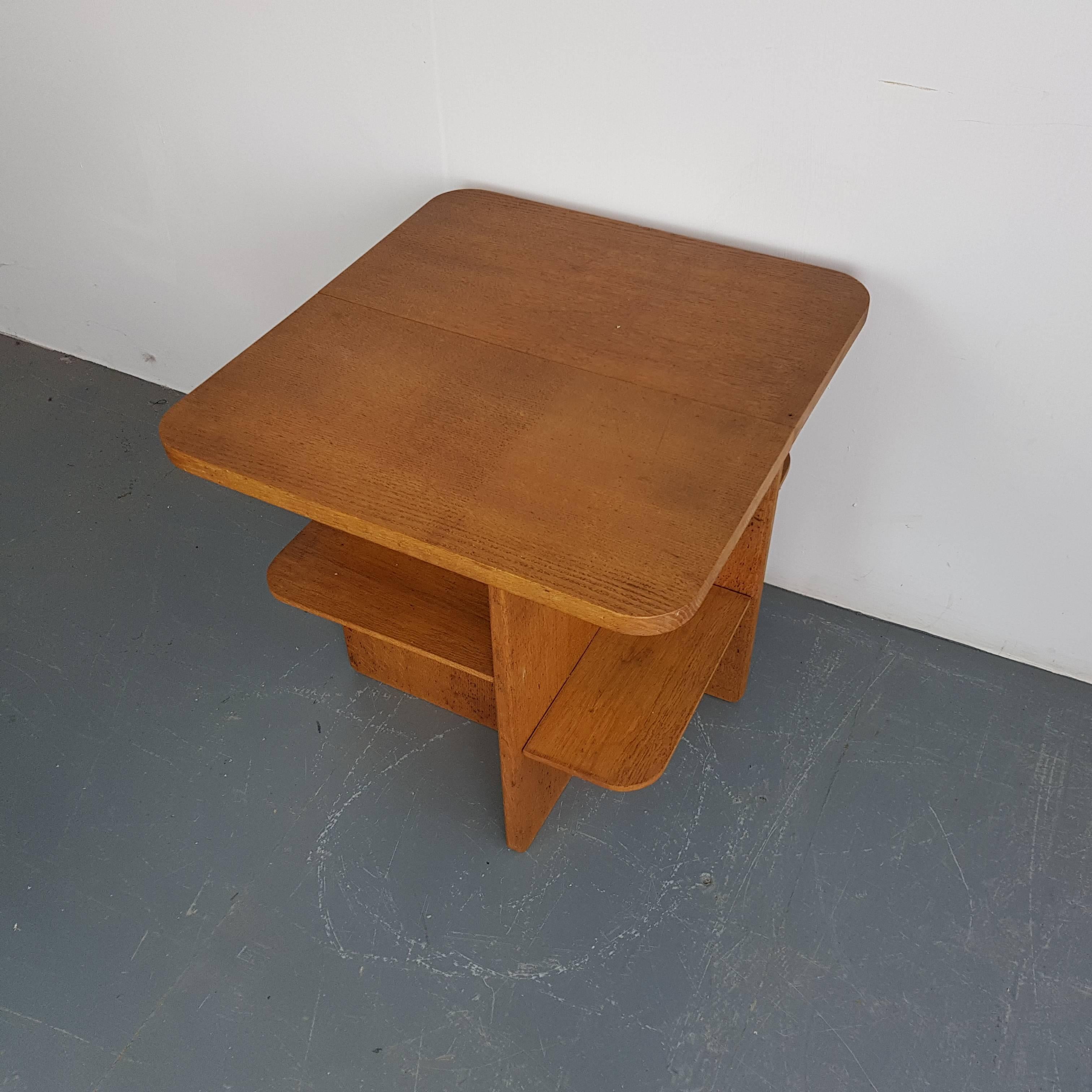 Wood Midcentury Square Oak Coffee Table For Sale