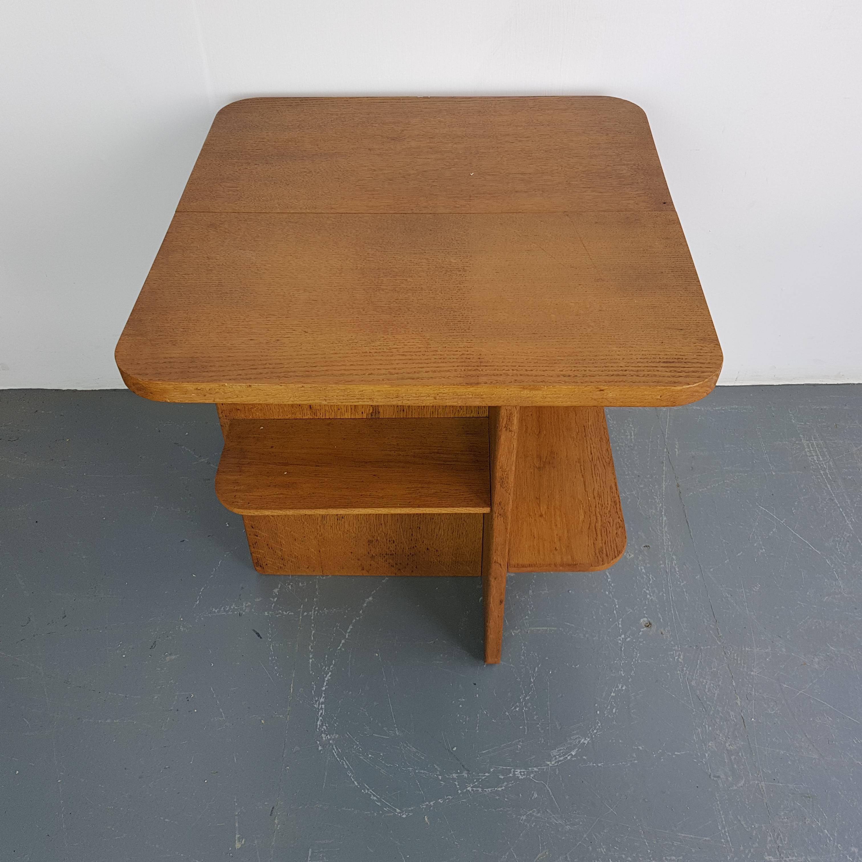 Midcentury Square Oak Coffee Table For Sale 1