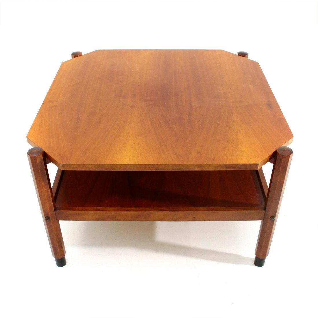 Italian Midcentury Square Teak Coffee Table, 1960s