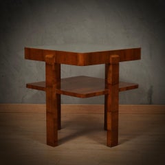 MidCentury Square Walnut Wood Game Sofa Side Table, 1960