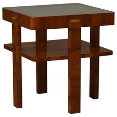 MidCentury Square Walnut Wood Game Sofa Side Table, 1960