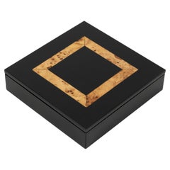 Quadratische Box aus schwarzem Acryl und Holz von Tommaso Barbi, Italien 1970er Jahre