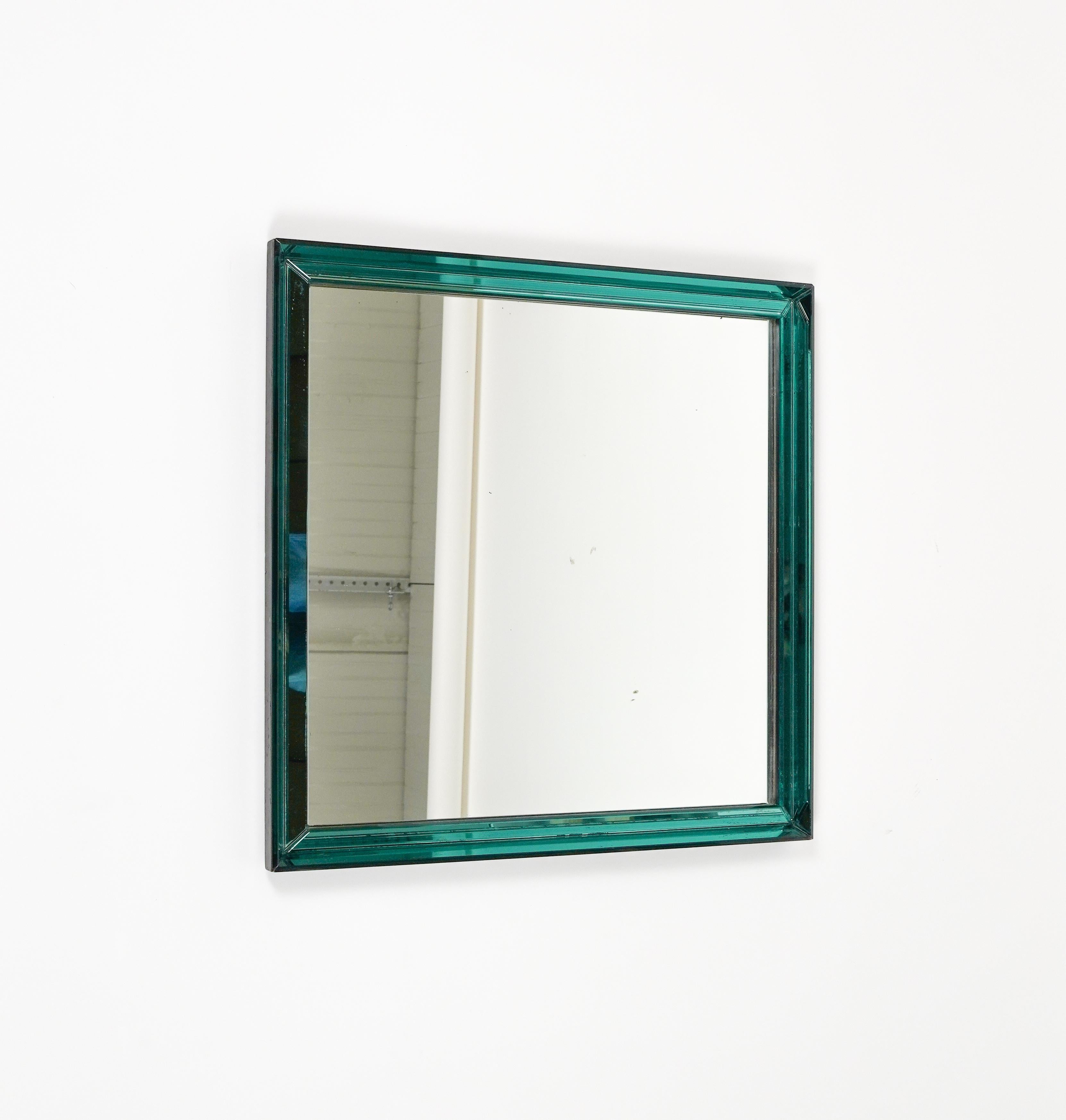 Midcentury Squared Wall Mirror by Max Ingrand for Fontana Arte, Italy 1960s In Good Condition For Sale In Rome, IT