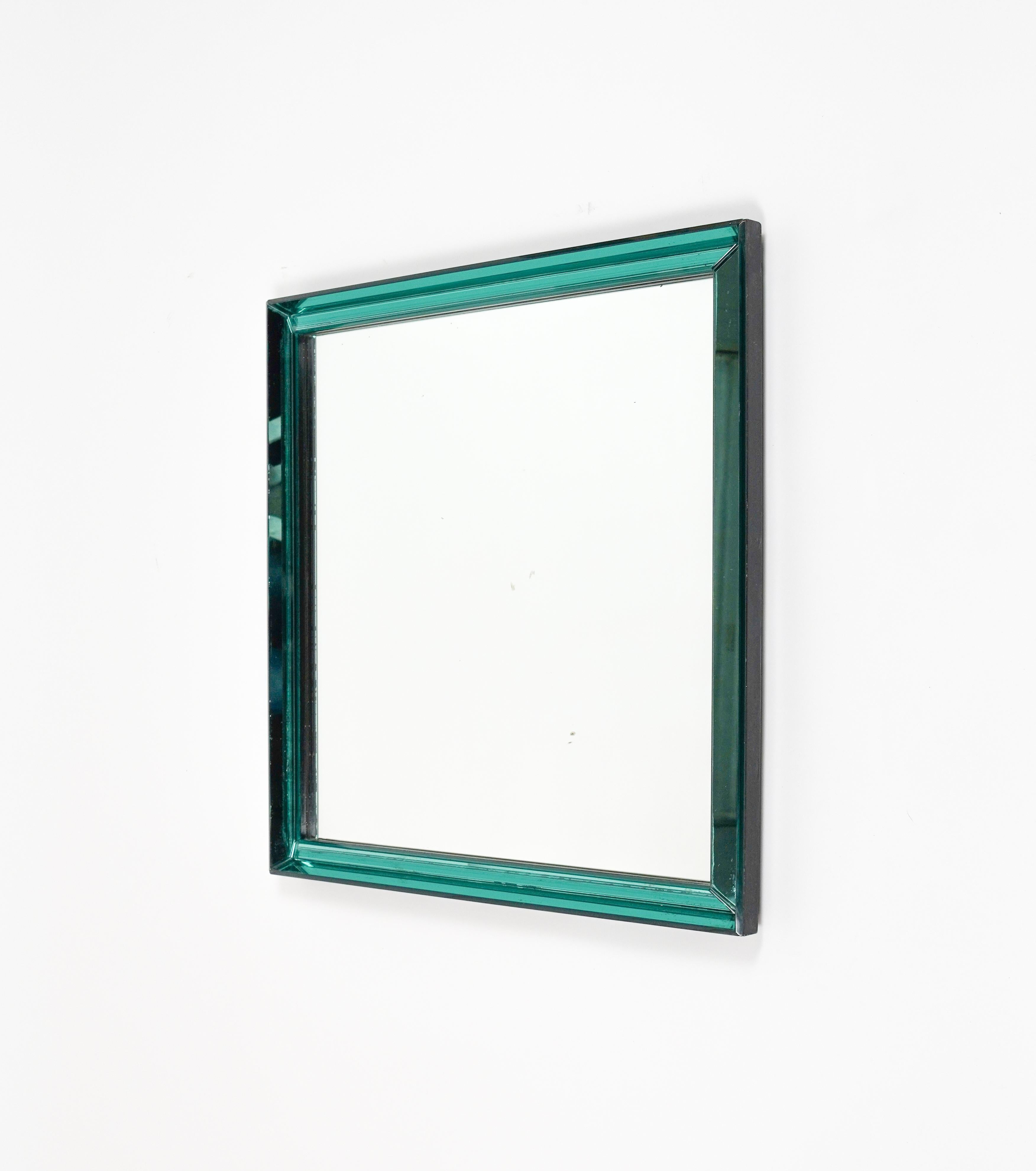 Metal Midcentury Squared Wall Mirror by Max Ingrand for Fontana Arte, Italy 1960s For Sale