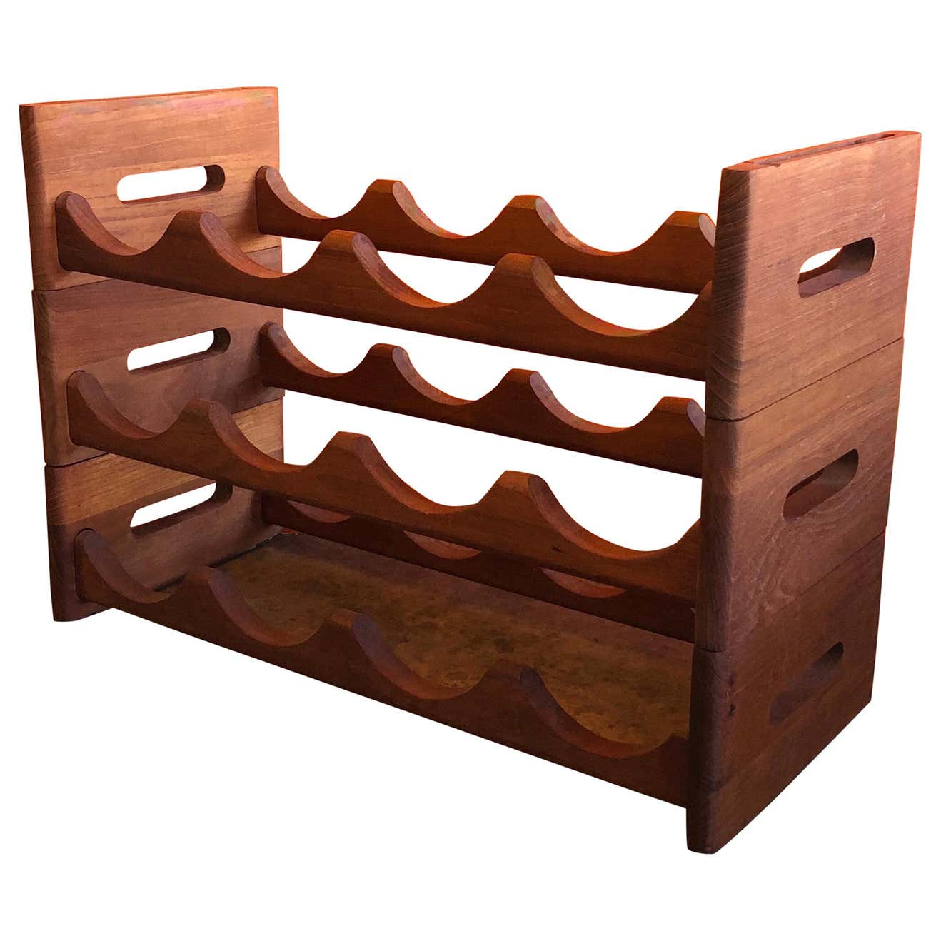 Midcentury Stackable Solid Teak Wine Rack at 1stDibs | stackable wine ...