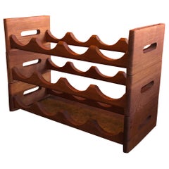 Midcentury Stackable Solid Teak Wine Rack