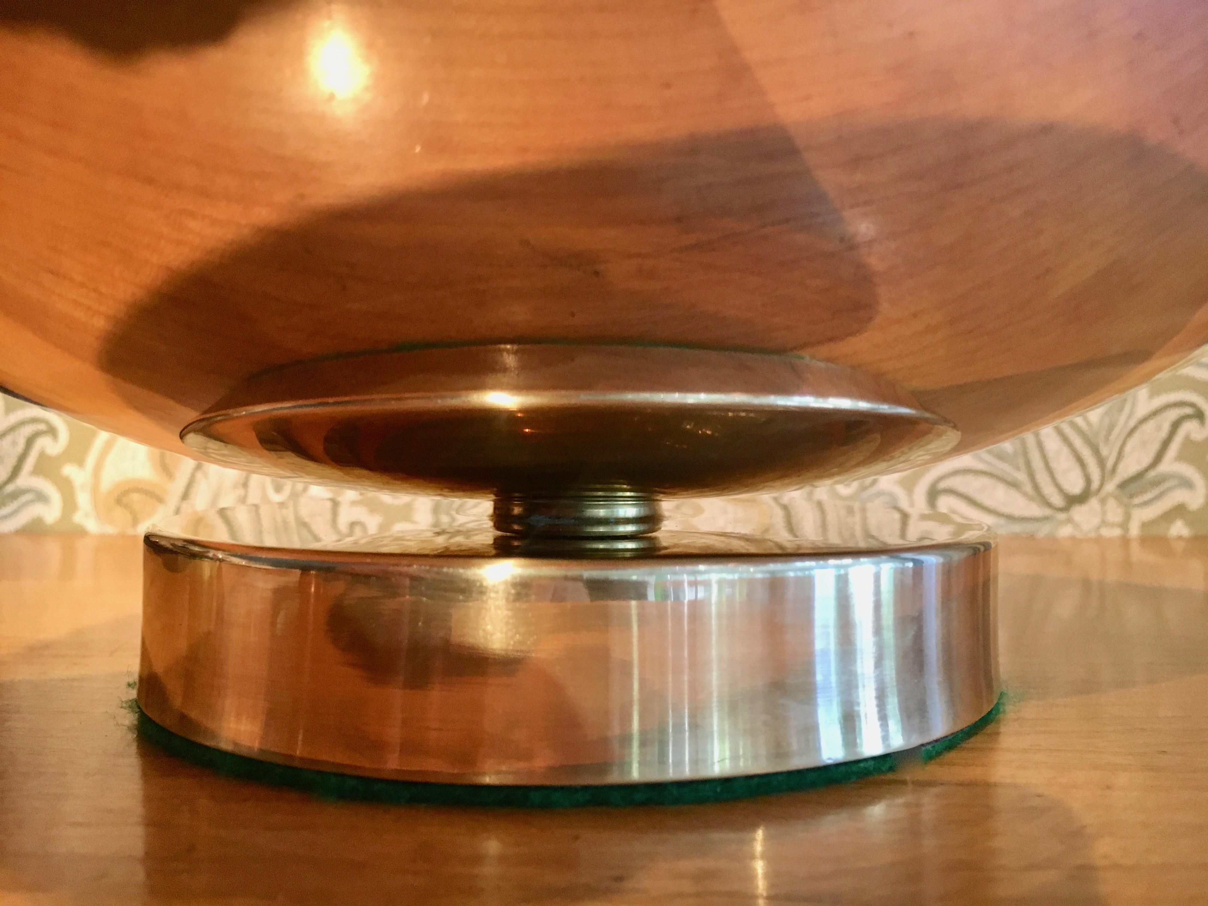 20th Century Midcentury Stainless and Brass Footed Bowl For Sale