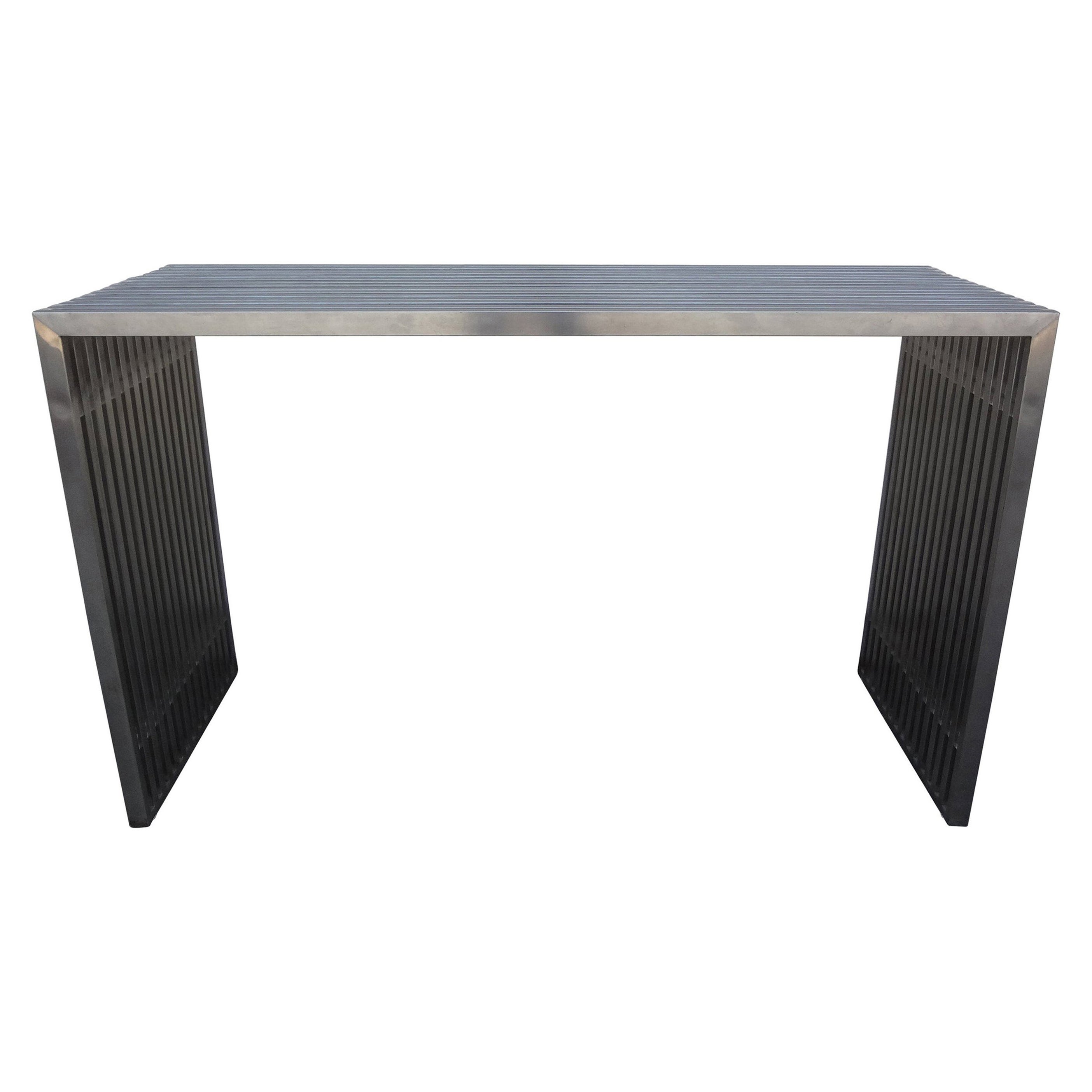 Midcentury Stainless Steel and Acrylic Console Table