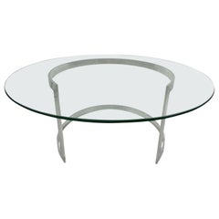 Midcentury Stainless Steel Crescent Coffee Table Attributed to Milo Baughman