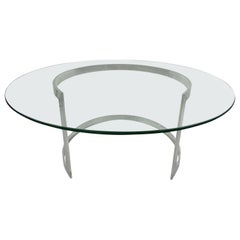 Midcentury Stainless Steel Crescent Coffee Table Attributed to Milo Baughman