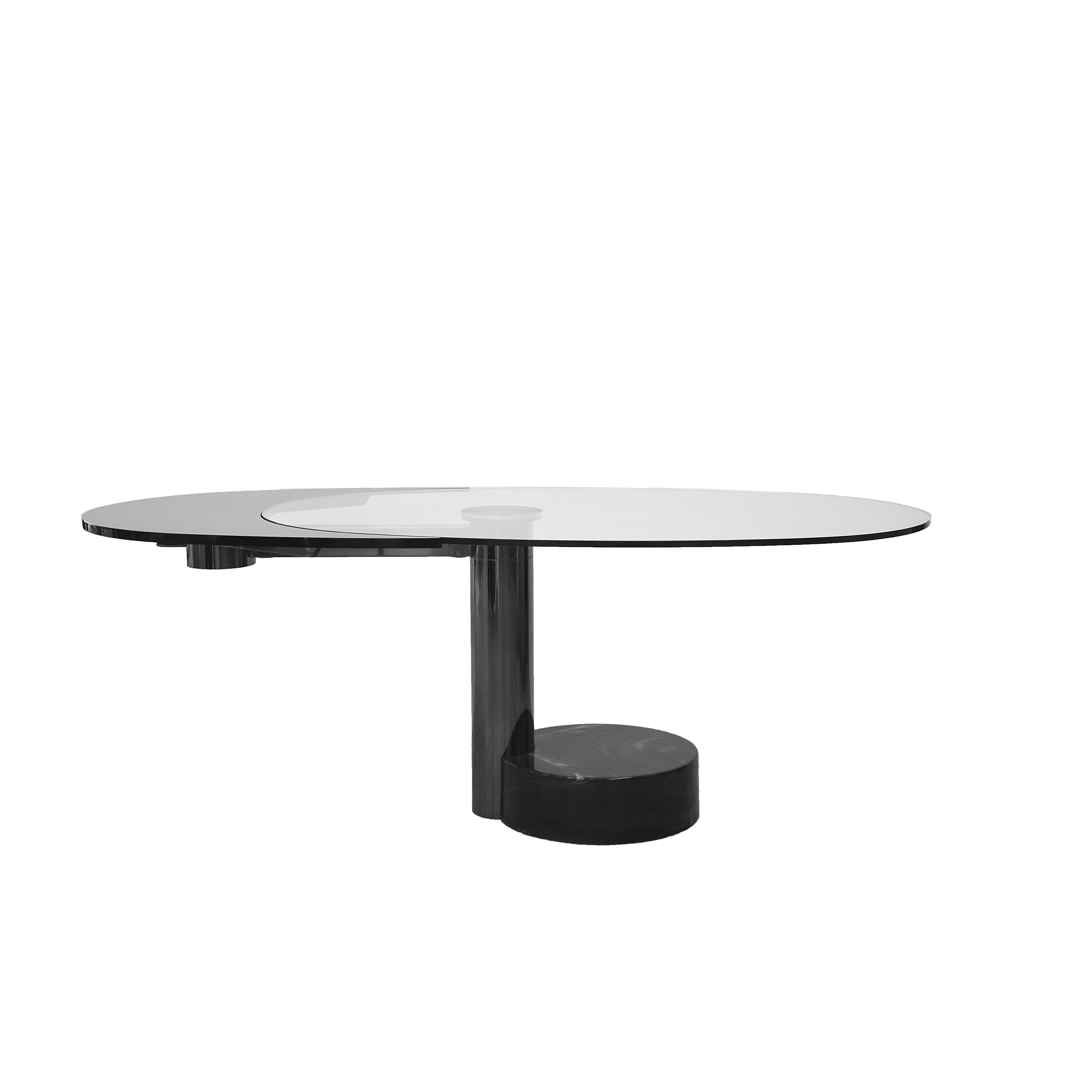 Midcentury Steel and Glass Oval Revolving Dining Table after Pierre Cardin 1960s 6