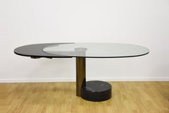 Midcentury Steel and Glass Oval Revolving Dining Table after Pierre Cardin 1960s