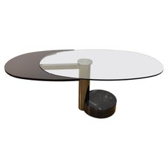 Midcentury Steel and Glass Oval Revolving Dining Table after Pierre Cardin 1960s