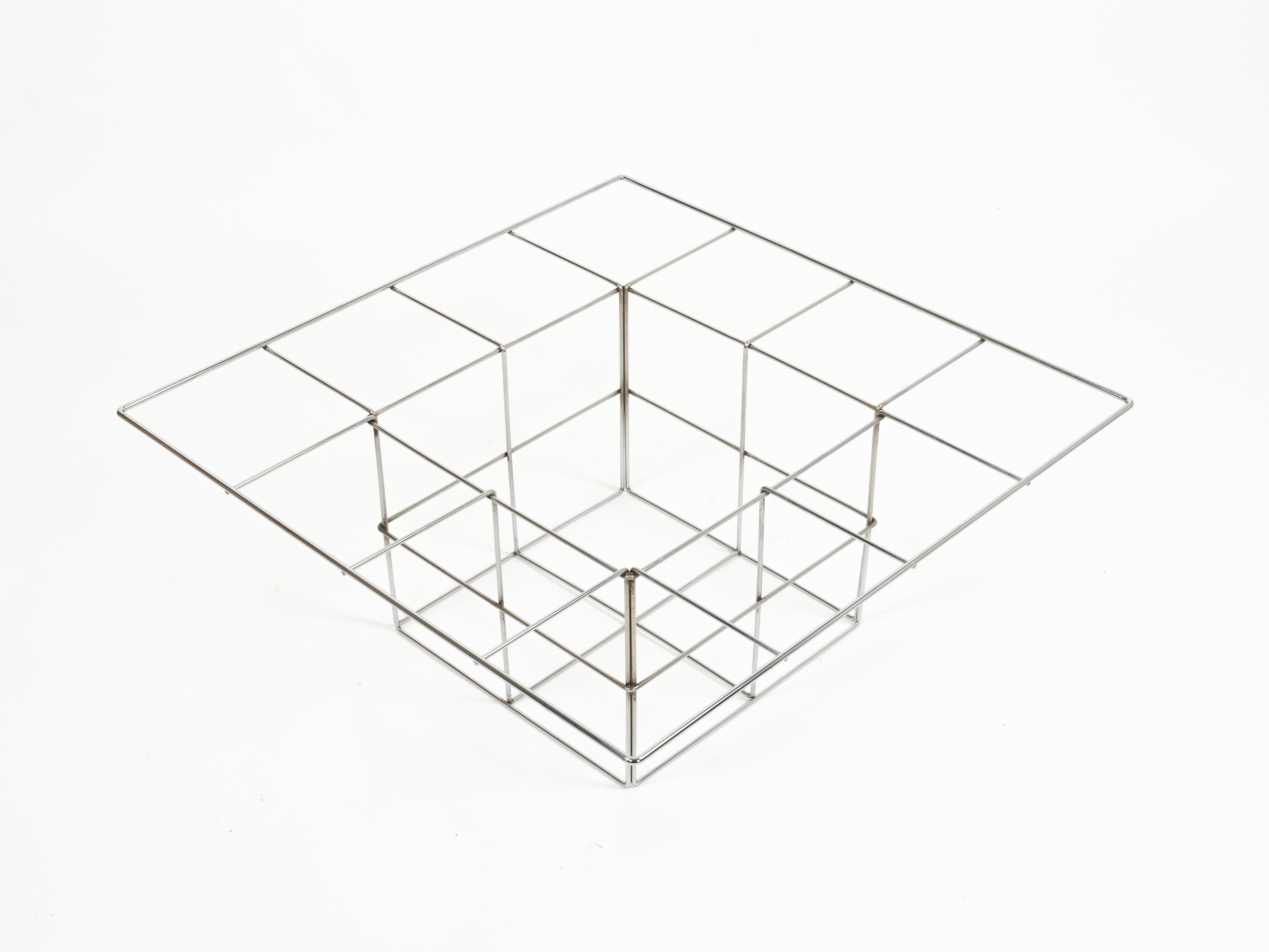 Midcentury Steel and Smoked Glass Coffee Table Verner Panton Style, Italy 1970s For Sale 5