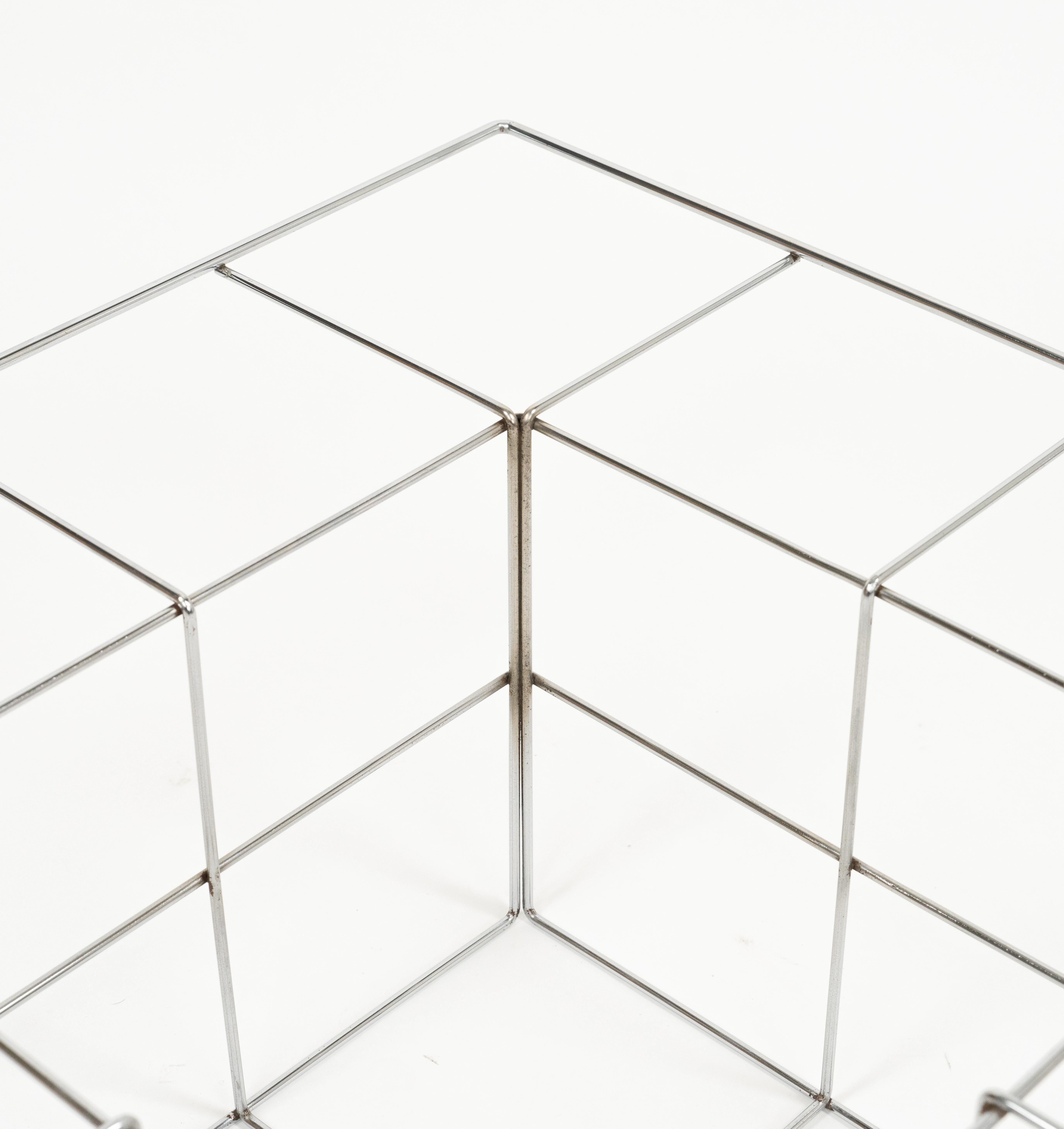 Midcentury Steel and Smoked Glass Coffee Table Verner Panton Style, Italy 1970s For Sale 7