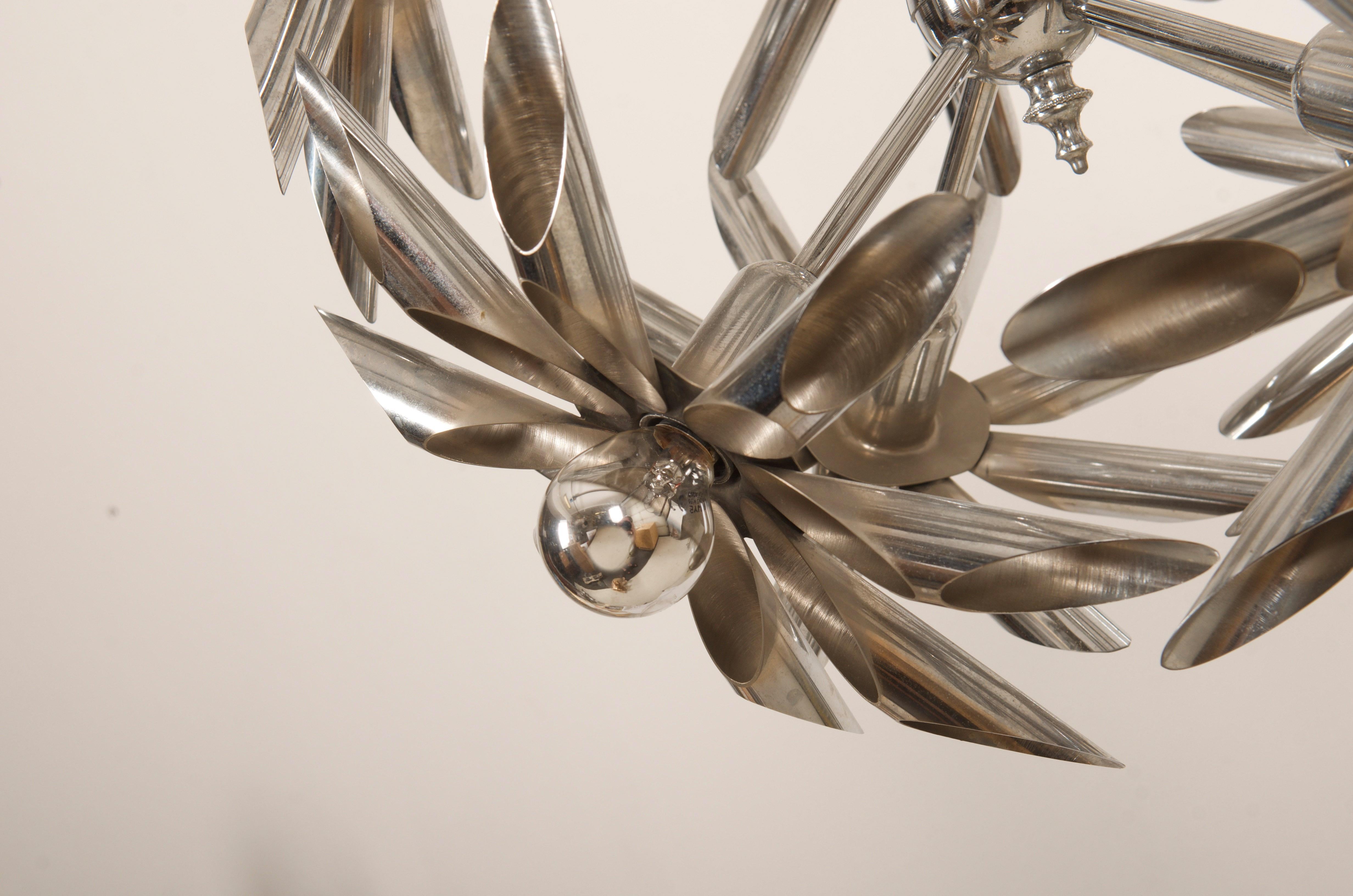 Midcentury Steel Blossoms Chandelier For Sale 4