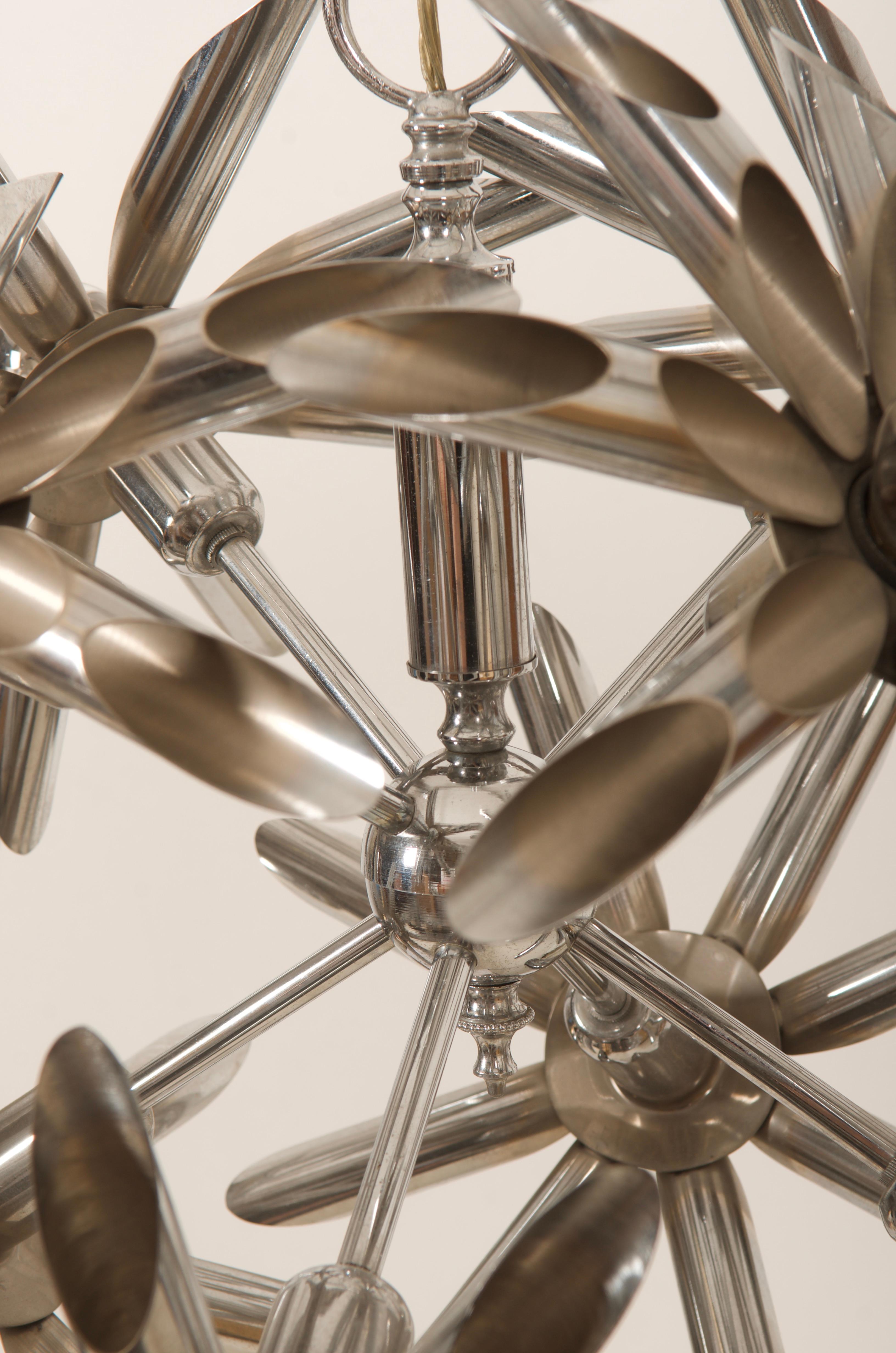 Midcentury Steel Blossoms Chandelier For Sale 5