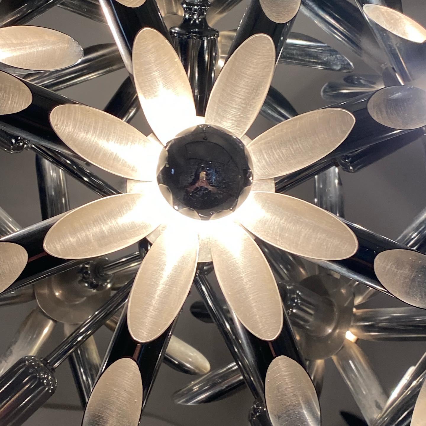 Midcentury Steel Blossoms Chandelier For Sale 6
