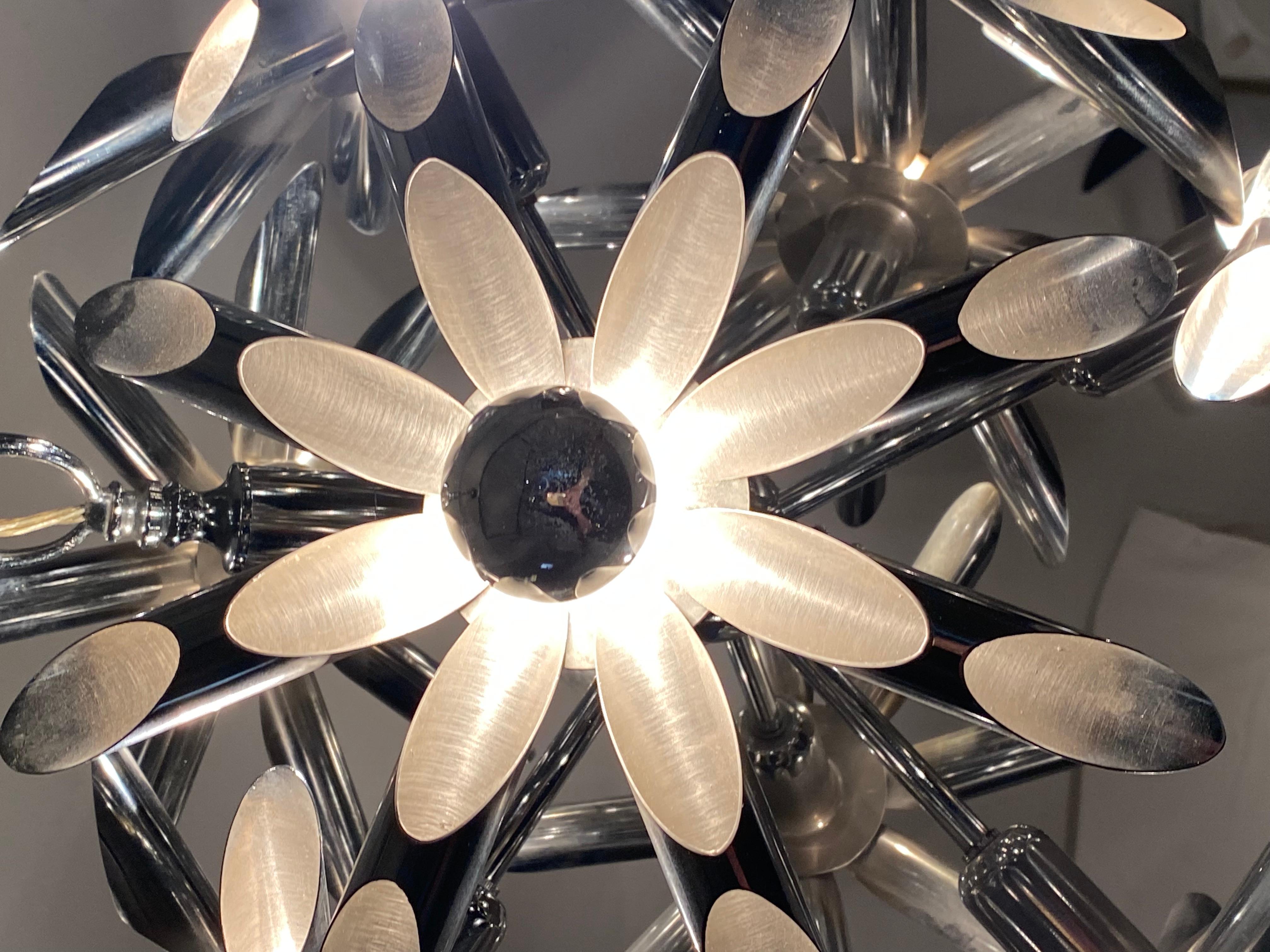 Midcentury Steel Blossoms Chandelier For Sale 8