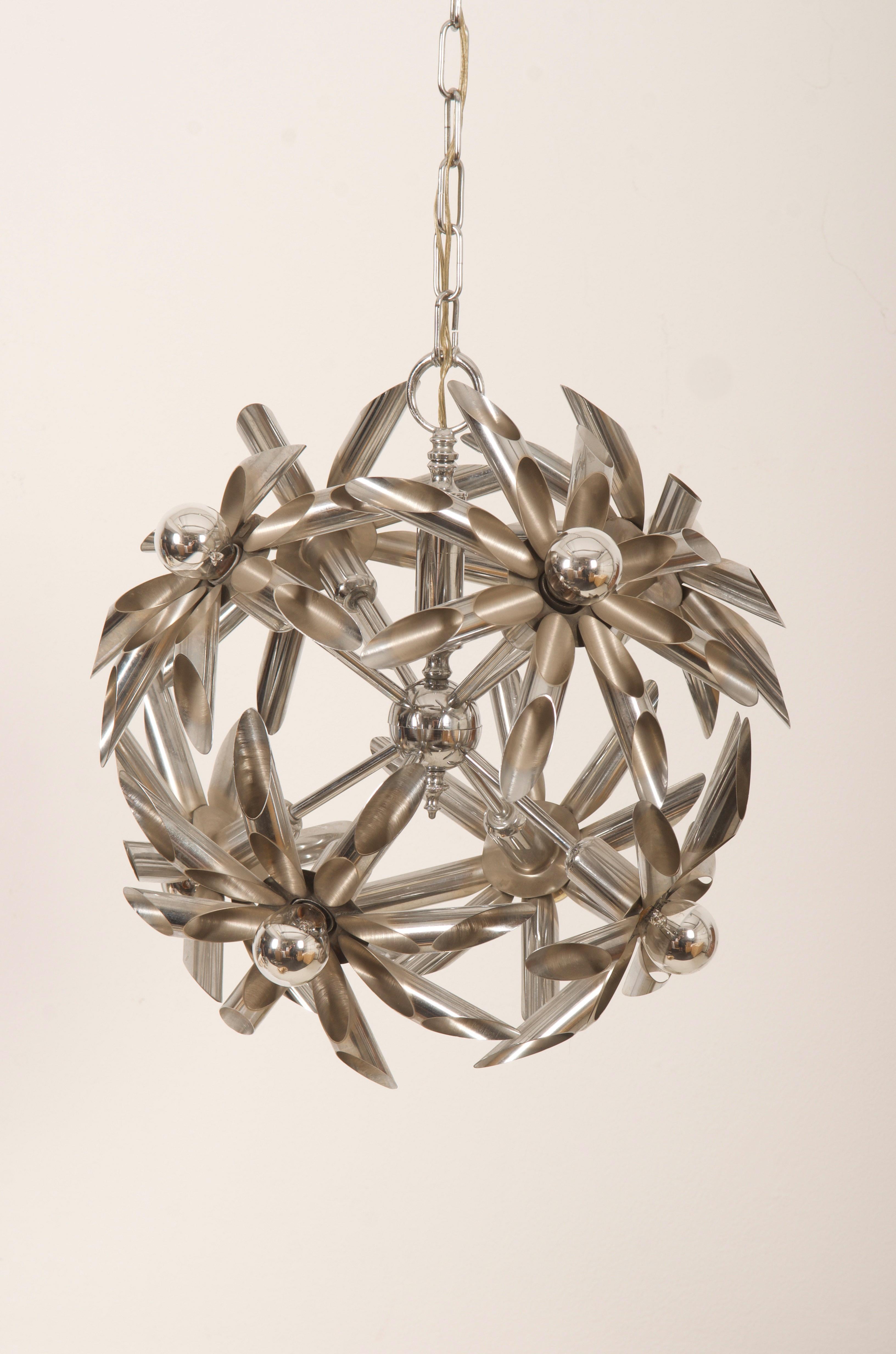 Mid-20th Century Midcentury Steel Blossoms Chandelier For Sale