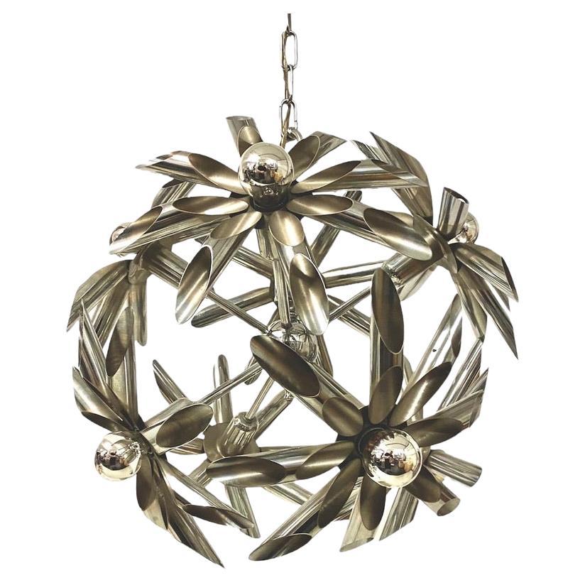 Midcentury Steel Blossoms Chandelier For Sale