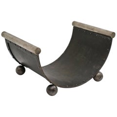 Vintage Midcentury Steel Log Holder with Ball Feet, Belgium, circa 1960s