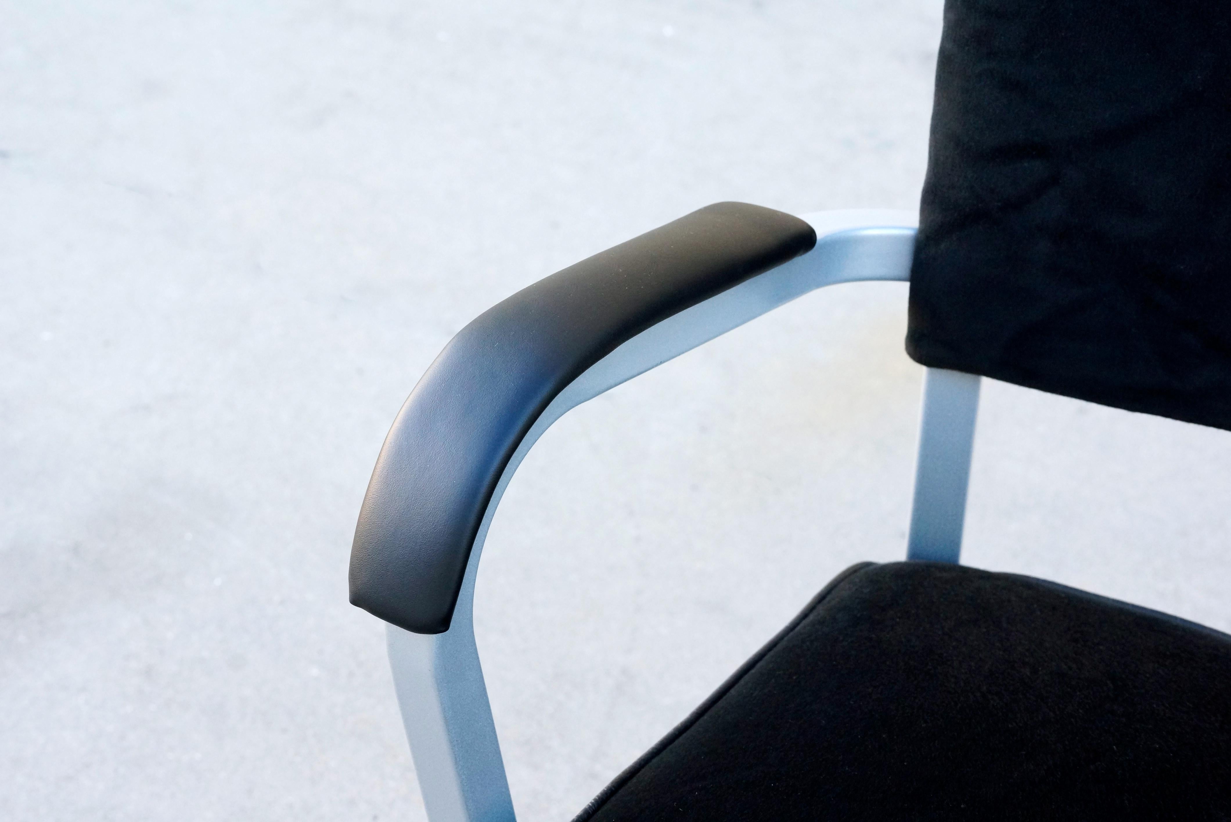 Powder-Coated Midcentury Steel Tanker Armchair, Refinished