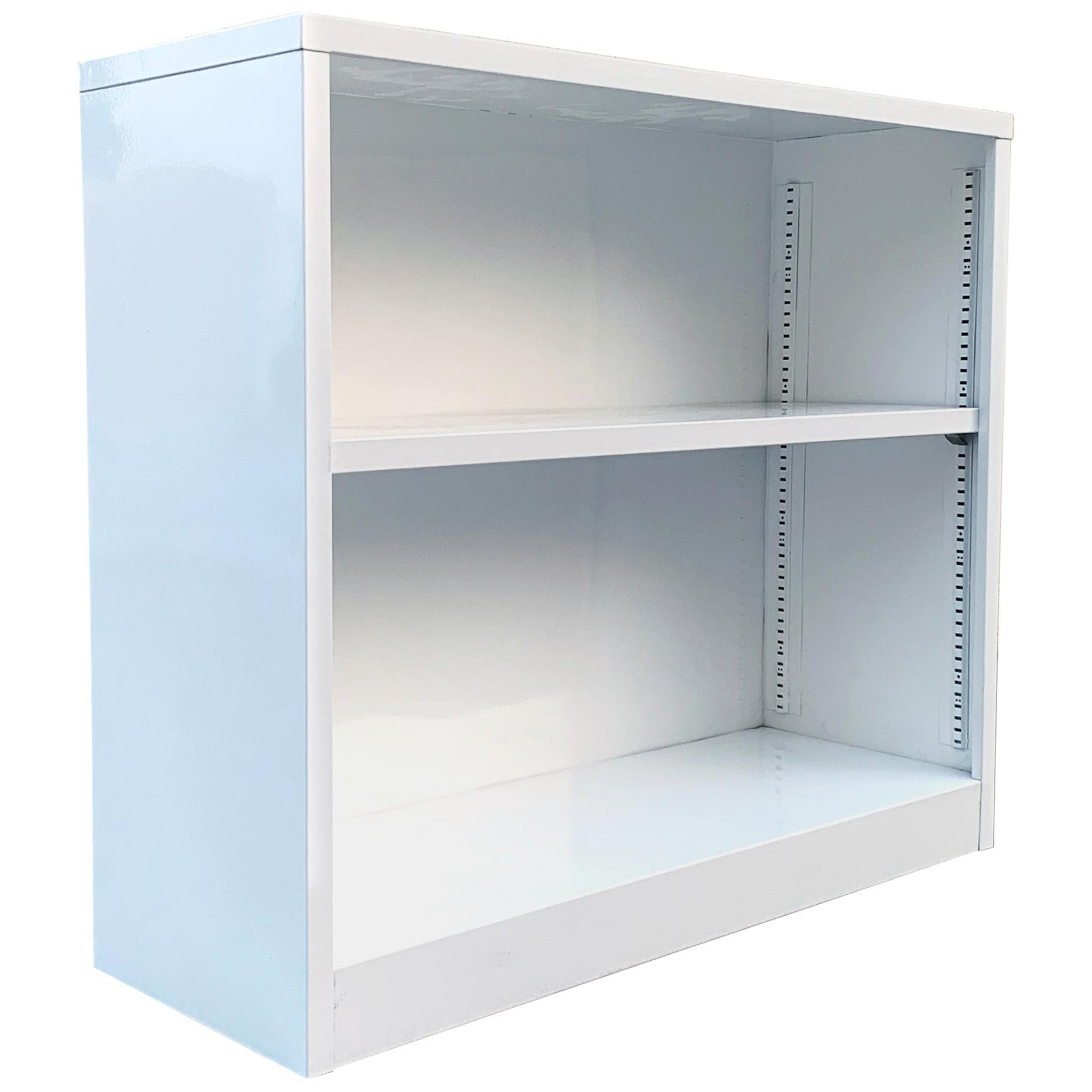 Midcentury Steel Tanker Home-Office Bookcase in Gloss White, Custom Refinished For Sale