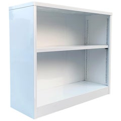 Midcentury Steel Tanker Home-Office Bookcase in Gloss White, Custom Refinished