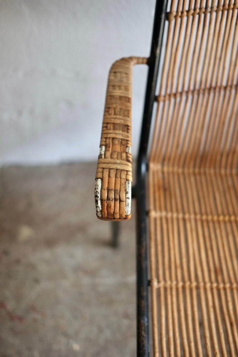 Midcentury Steel and Wicker Chairs For Sale at 1stDibs