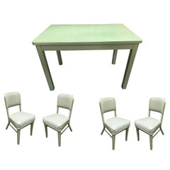 Vintage Midcentury Steelcase Tanker Dining Table and Chairs Set