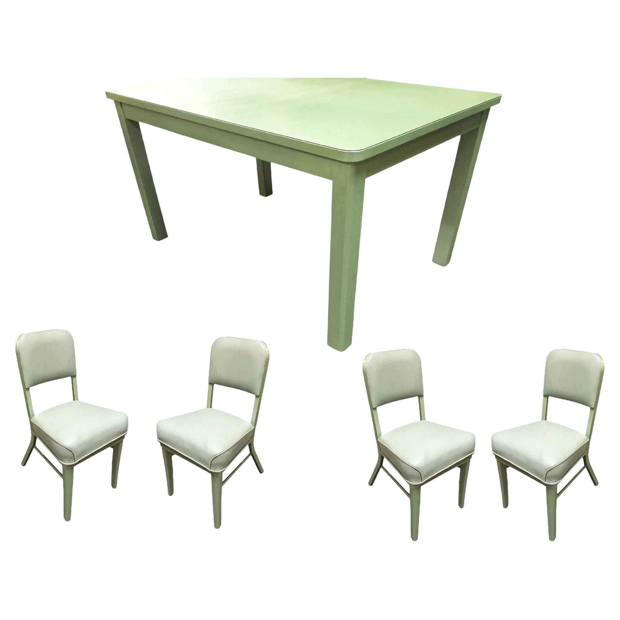 Midcentury Steelcase Tanker Dining Table and Chairs Set For Sale