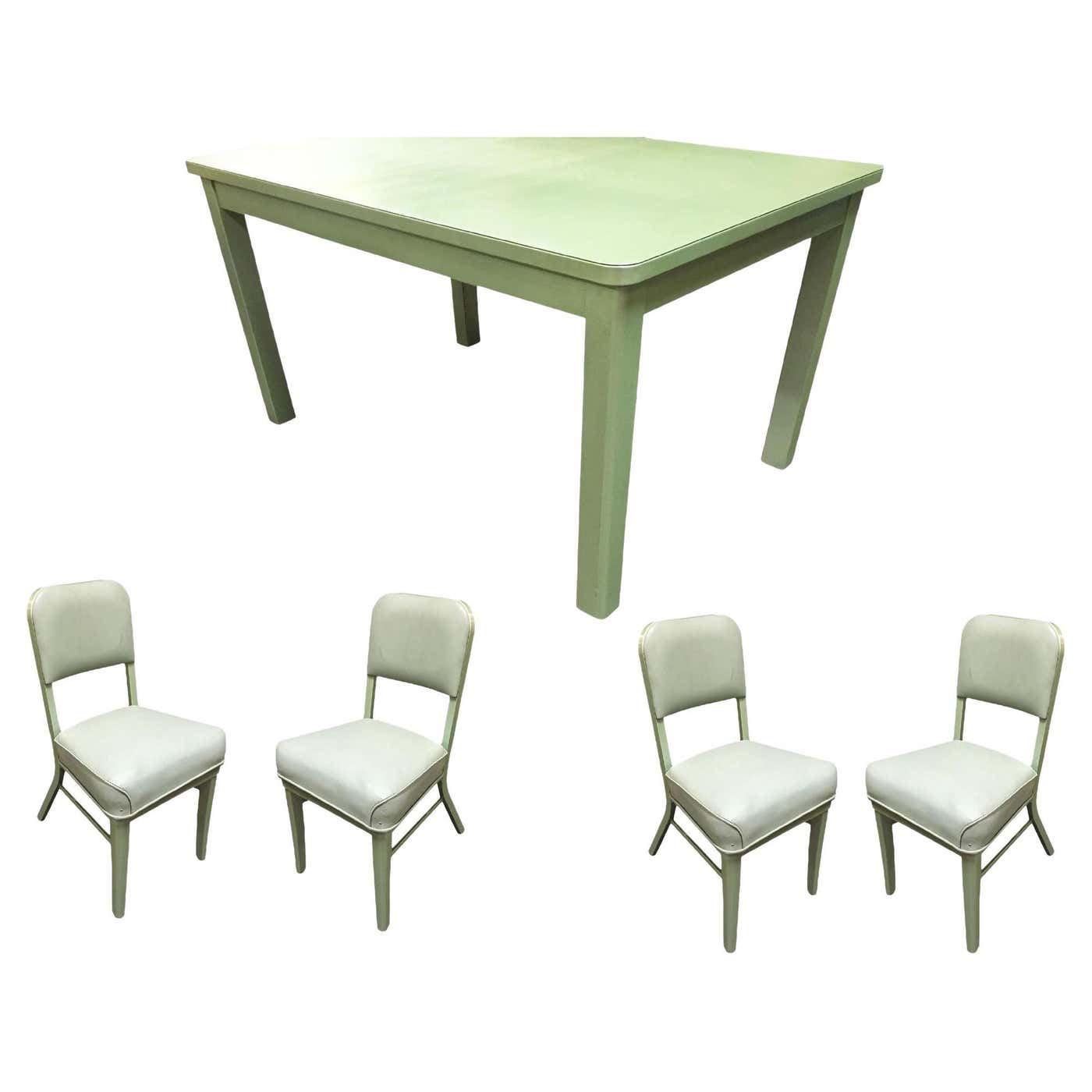Midcentury Steelcase Tanker Dining Table and Chairs Set For Sale at 1stDibs