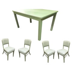 Retro Midcentury Steelcase Tanker Dining Table and Chairs Set