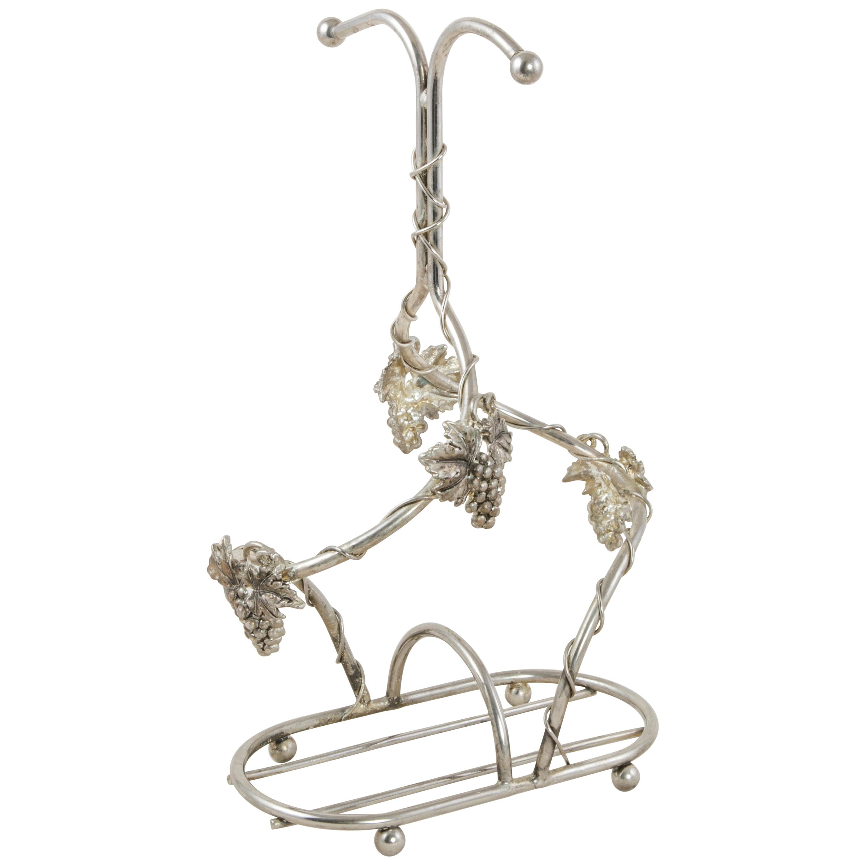 Midcentury Sterling Silver Wine Bottle Holder or Presentation Piece