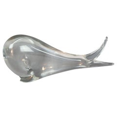 Vintage Midcentury Steuben Crystal Whale Sculptural Paperweight, 20th Century