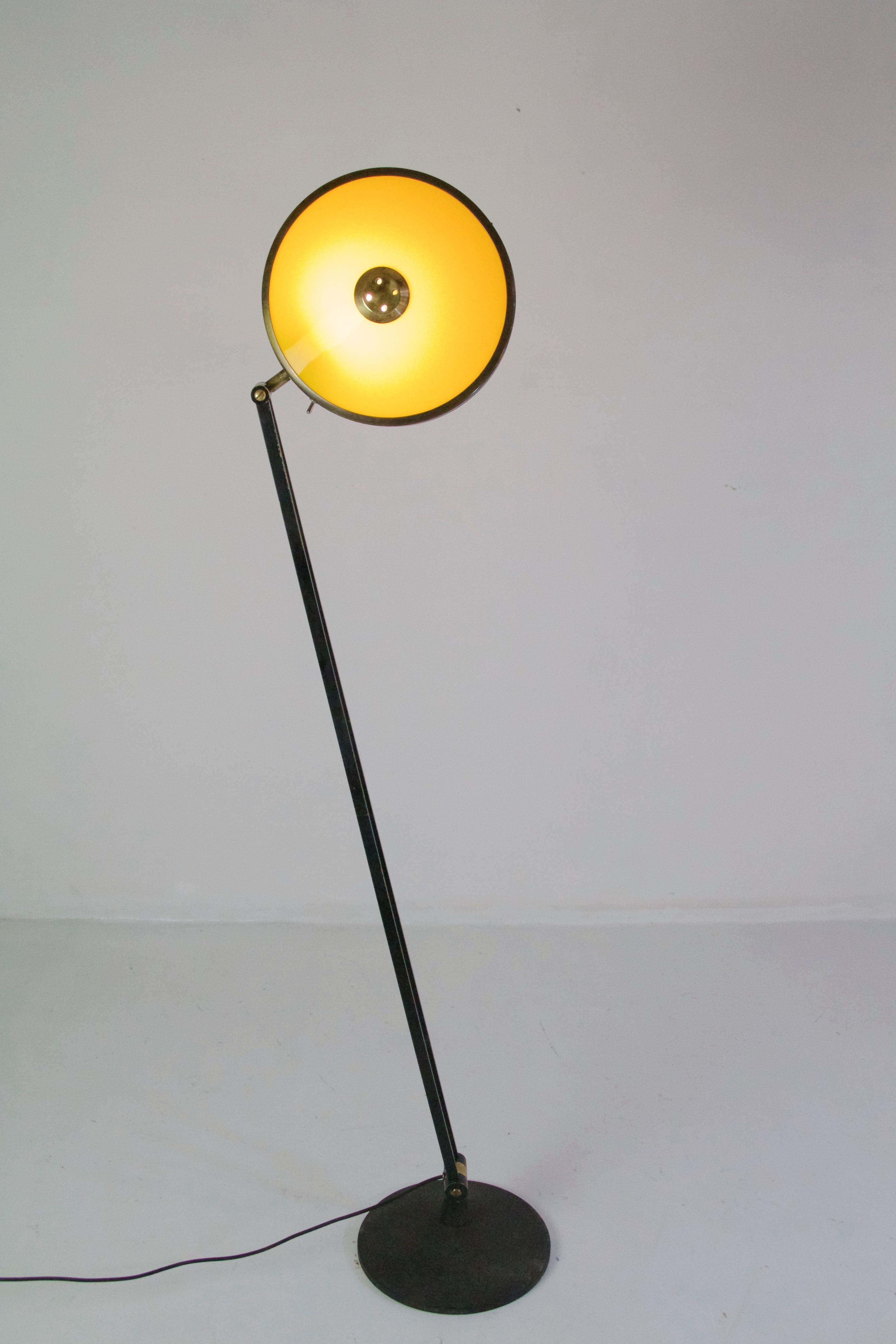 Brass Midcentury Stilnovo Adjustable Standard Lamp Model 4067