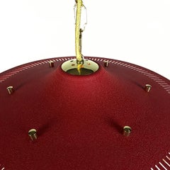 Midcentury Stilnovo Lantern Brass & Red Lacquered Shade, 1950s, Italy