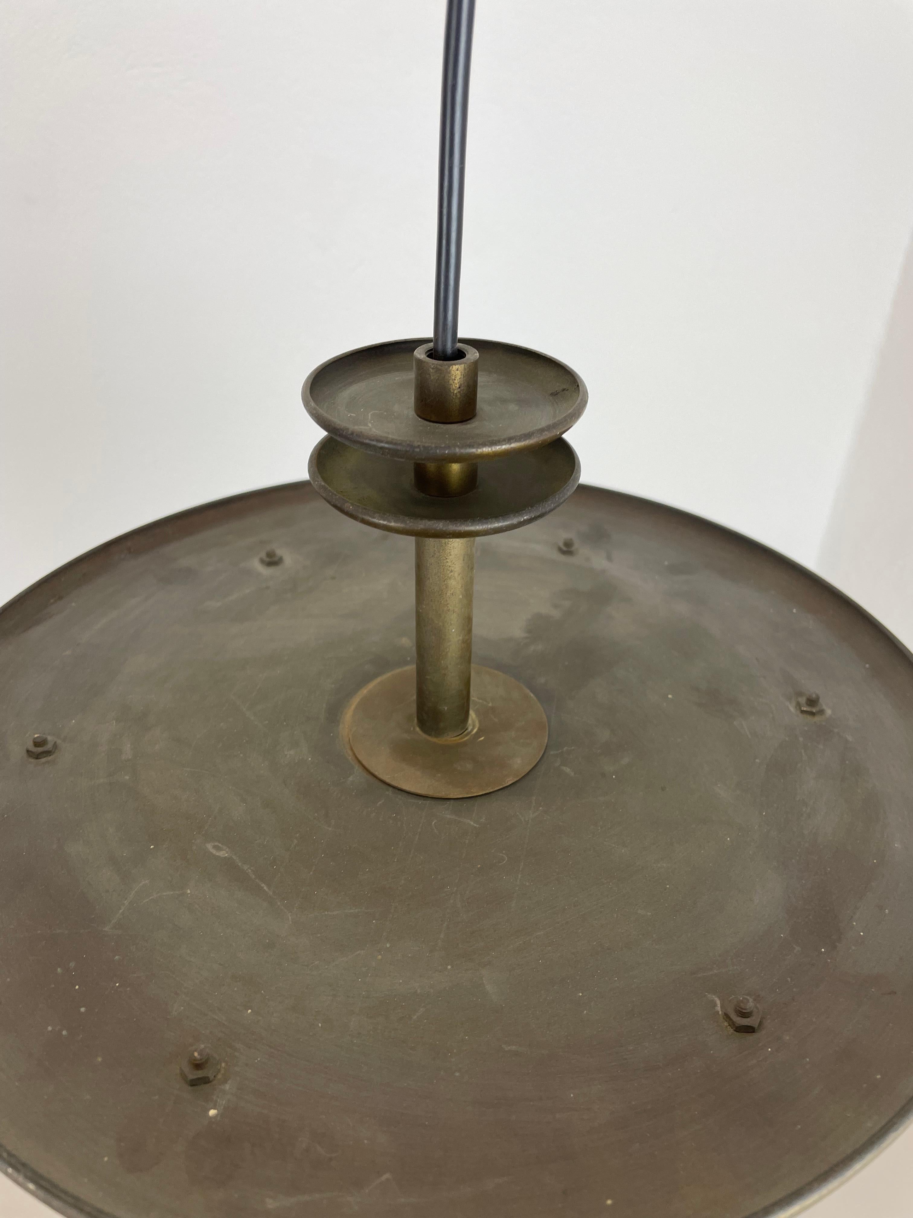Midcentury Stilnovo Style Brass and Glass Tube Hanging Lantern Light, Italy 1950 For Sale 3