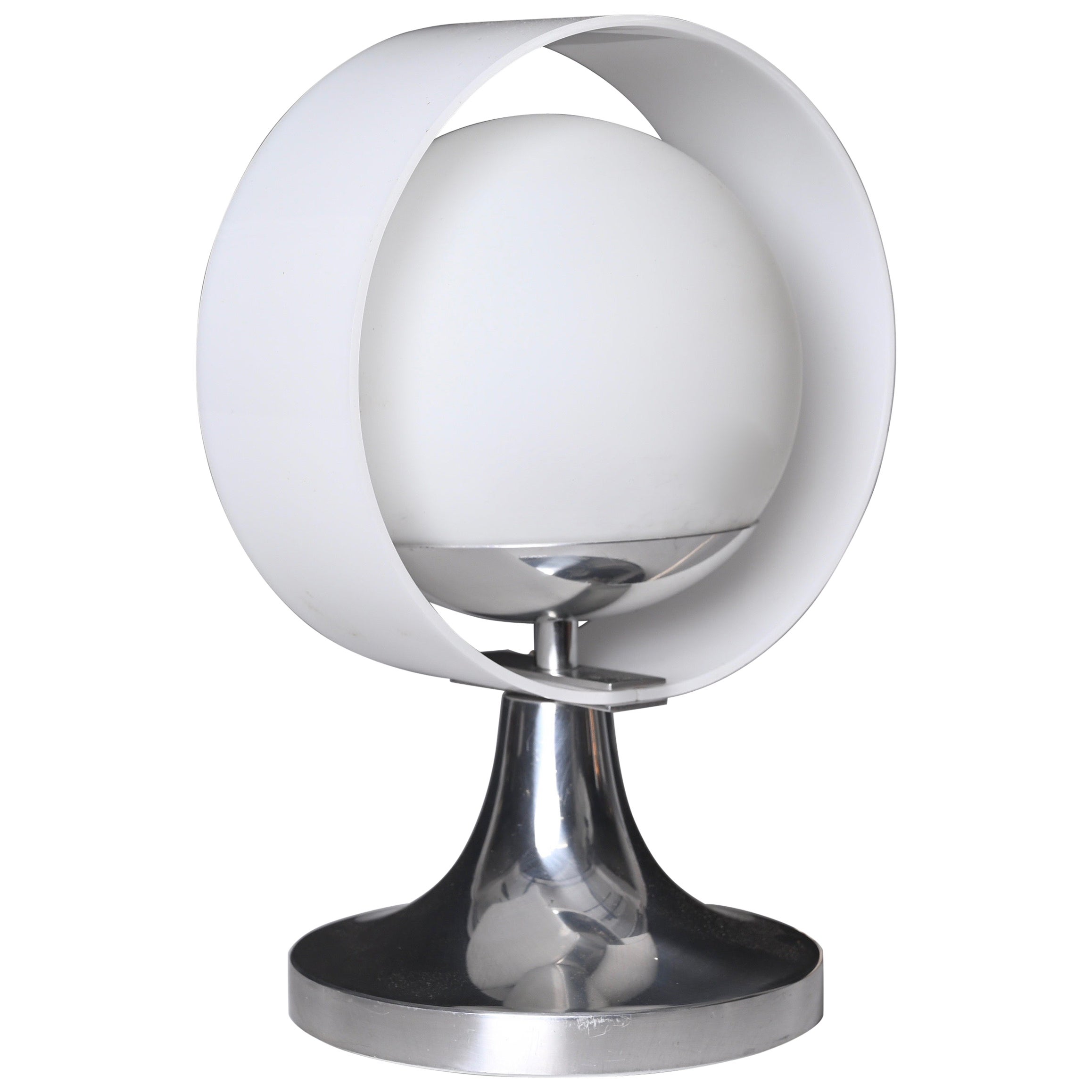 Midcentury Stilux Milano "Capri" Table Lamp Plexiglass Opaline Glass, 1960s