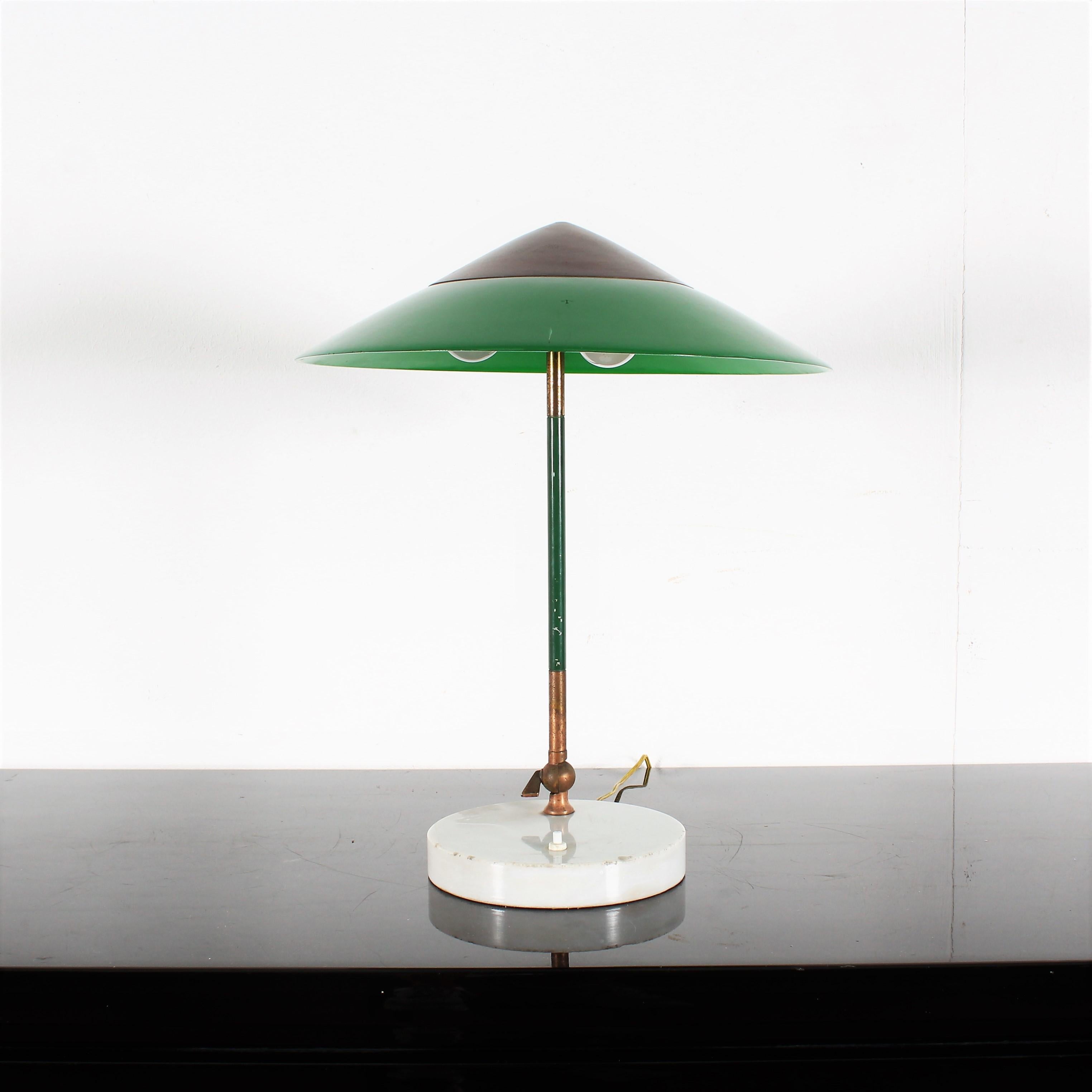 Mid-Century Modern Midcentury Stilux Milano Metal Plexiglass Marble Table Lamp Italy, 1960s