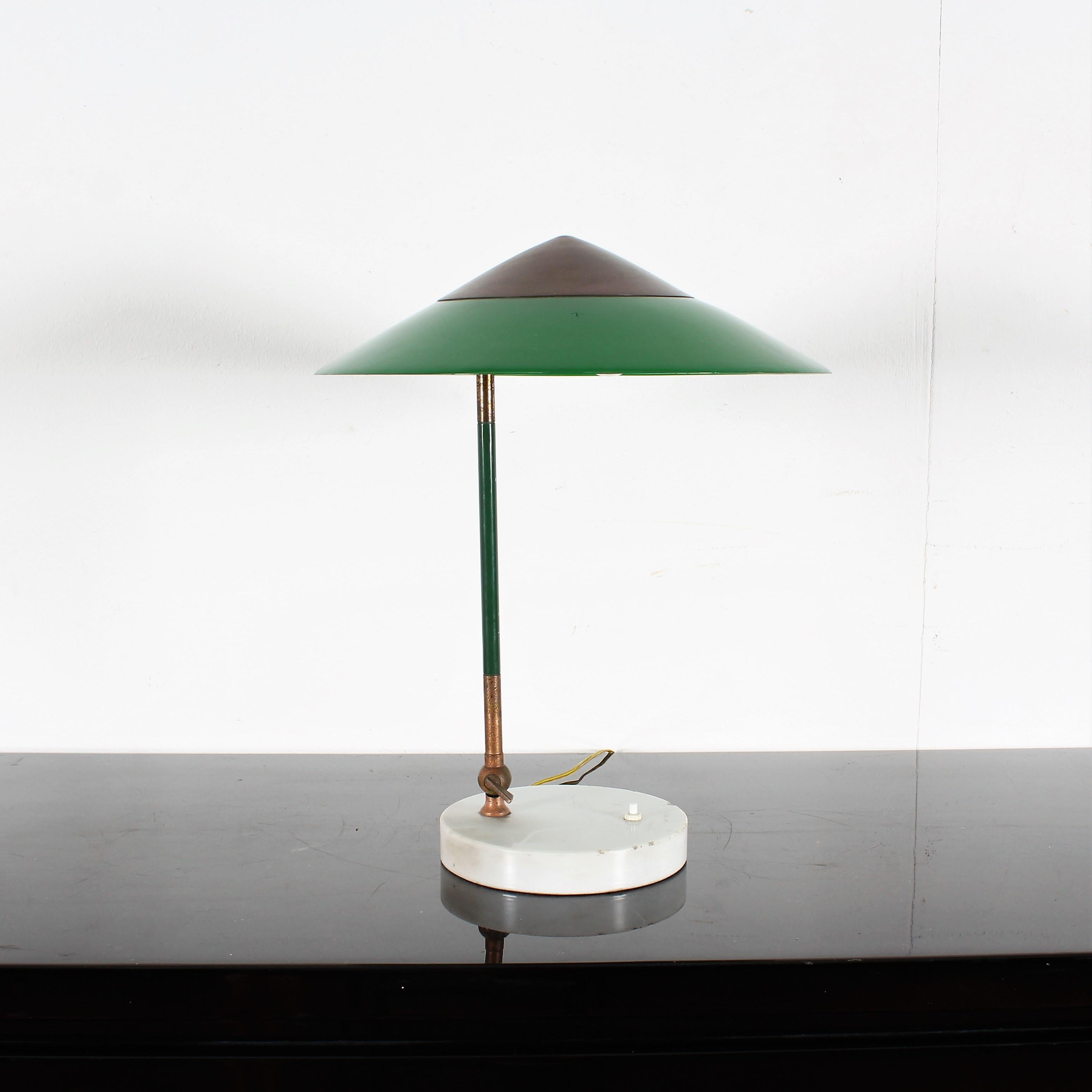 Italian Midcentury Stilux Milano Metal Plexiglass Marble Table Lamp Italy, 1960s