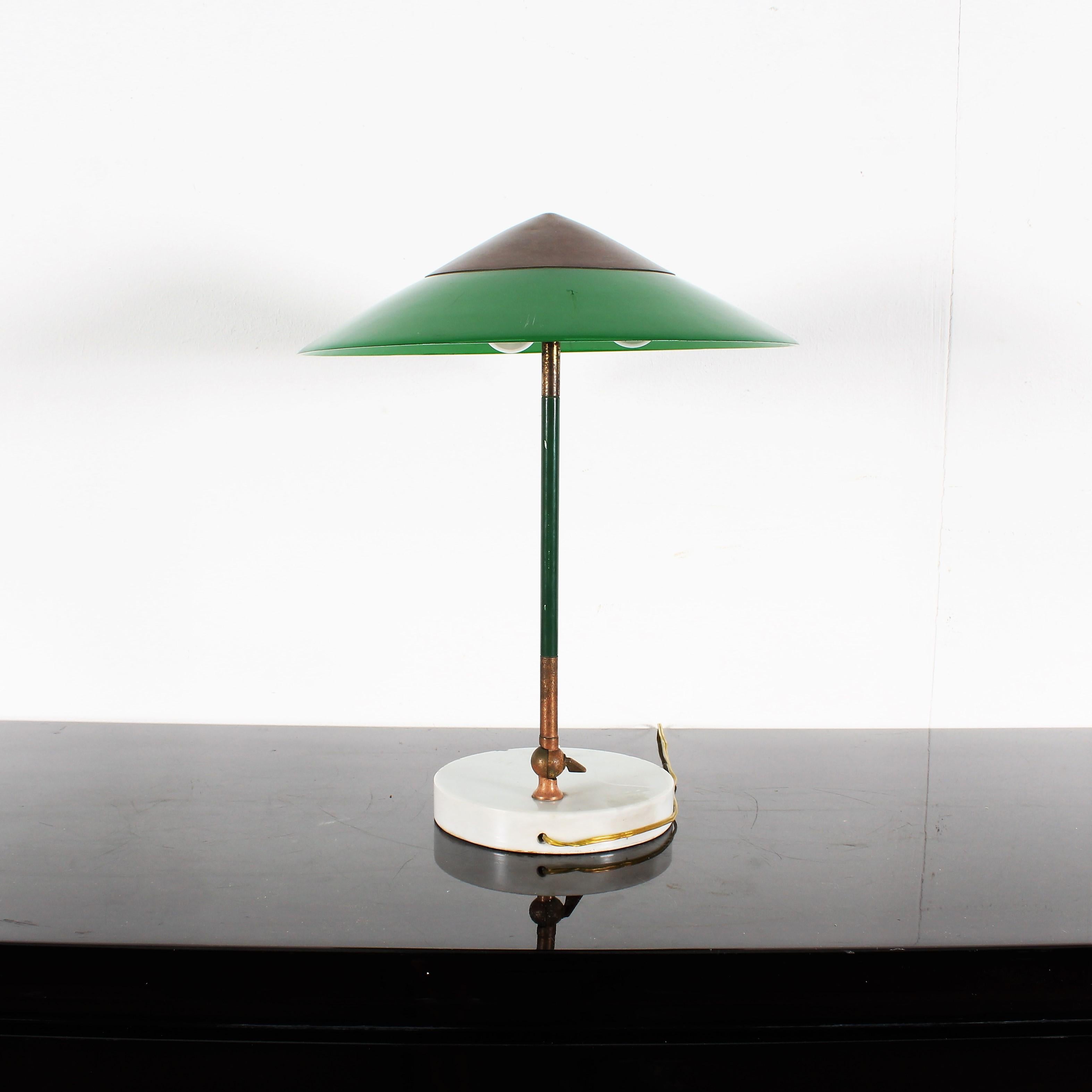 Midcentury Stilux Milano Metal Plexiglass Marble Table Lamp Italy, 1960s In Good Condition In Palermo, IT