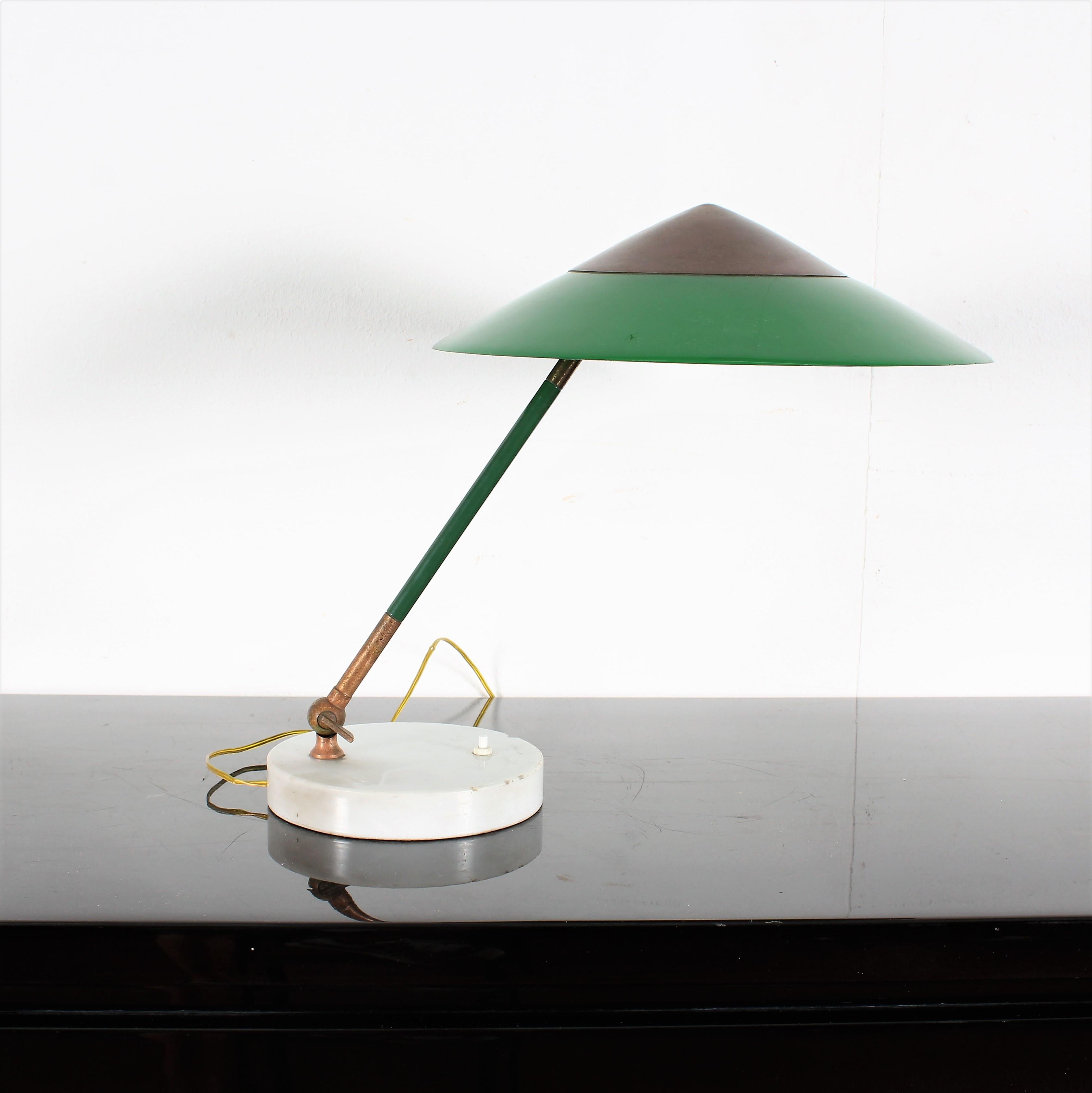 Midcentury Stilux Milano Metal Plexiglass Marble Table Lamp Italy, 1960s 2